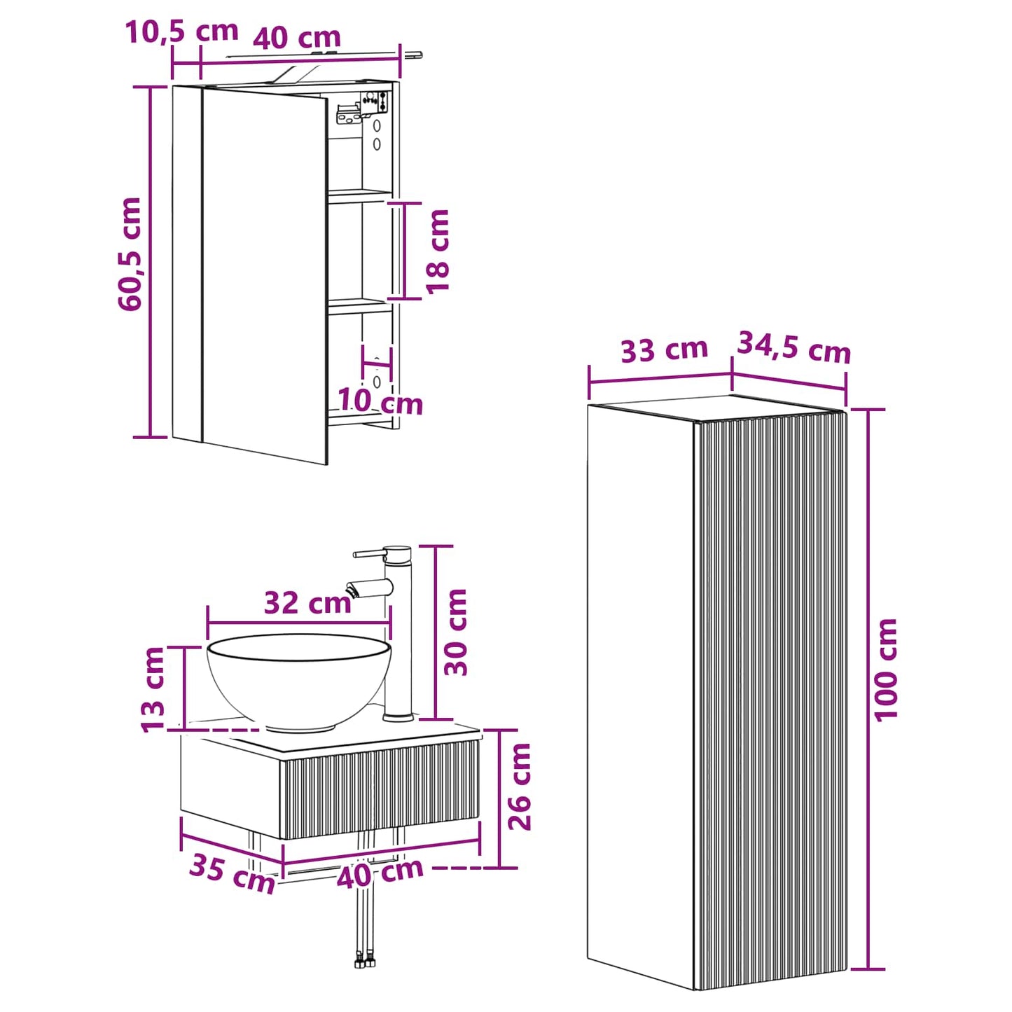 Badkamerkastenset 4 pcs Artisanaal eiken 40 x 10,5 x 60,5 cm is nu te koop bij PeponiXL, paradijselijk wonen!