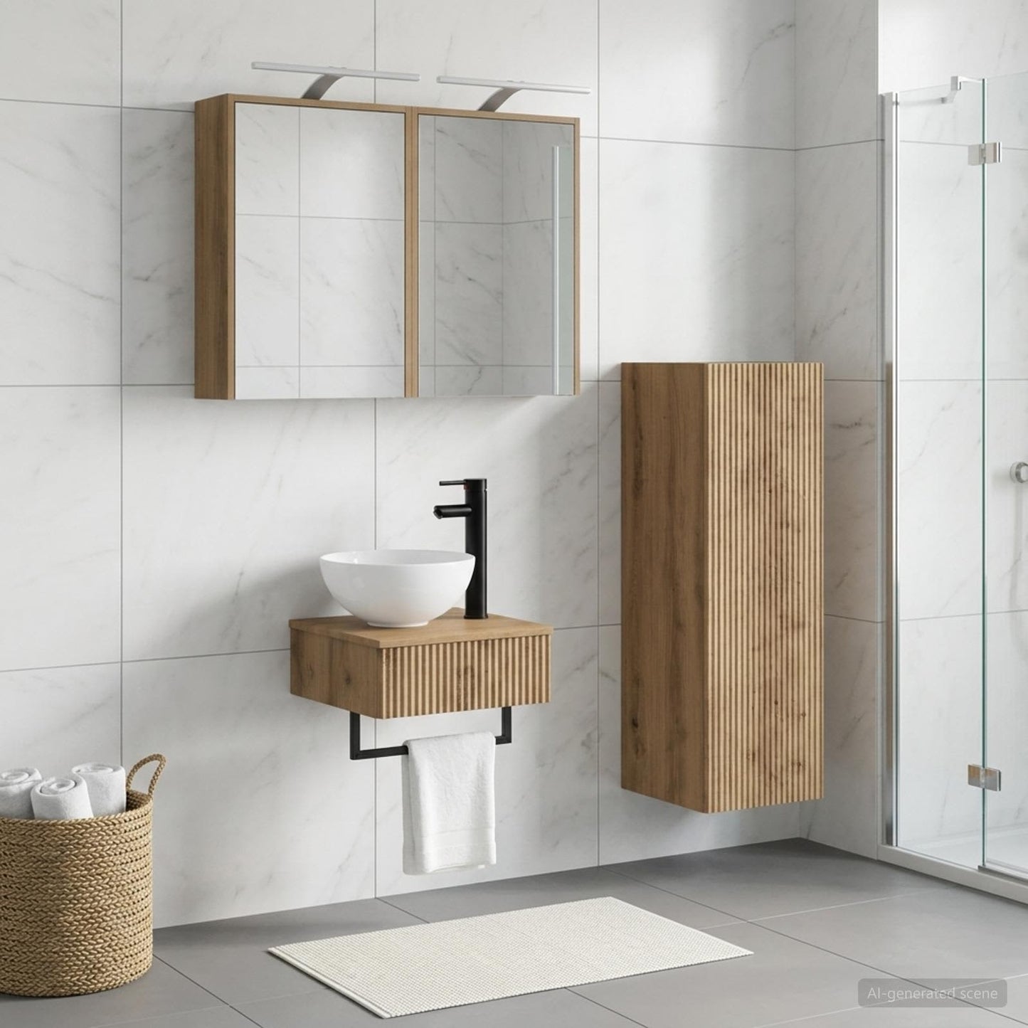 Badkamerkastenset 4 st Artisanaal eiken Bewerkt hout is nu te koop bij PeponiXL, paradijselijk wonen!