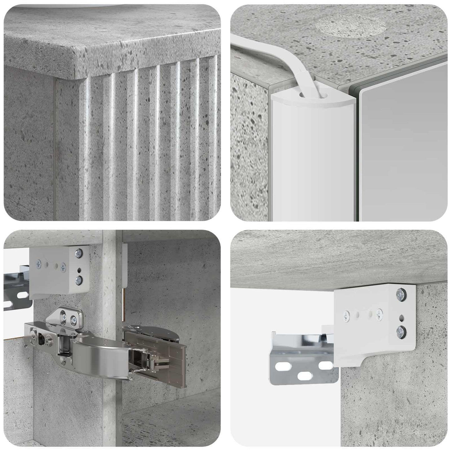 Badkamermeubelset 4 pcs Betongrijs Bewerkt hout en glas is nu te koop bij PeponiXL, paradijselijk wonen!