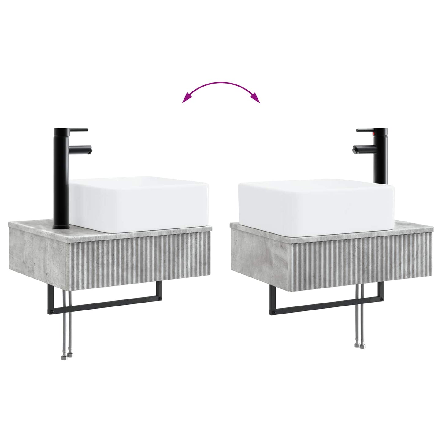 Badkamermeubelset 4 pcs Betongrijs Bewerkt hout en glas is nu te koop bij PeponiXL, paradijselijk wonen!