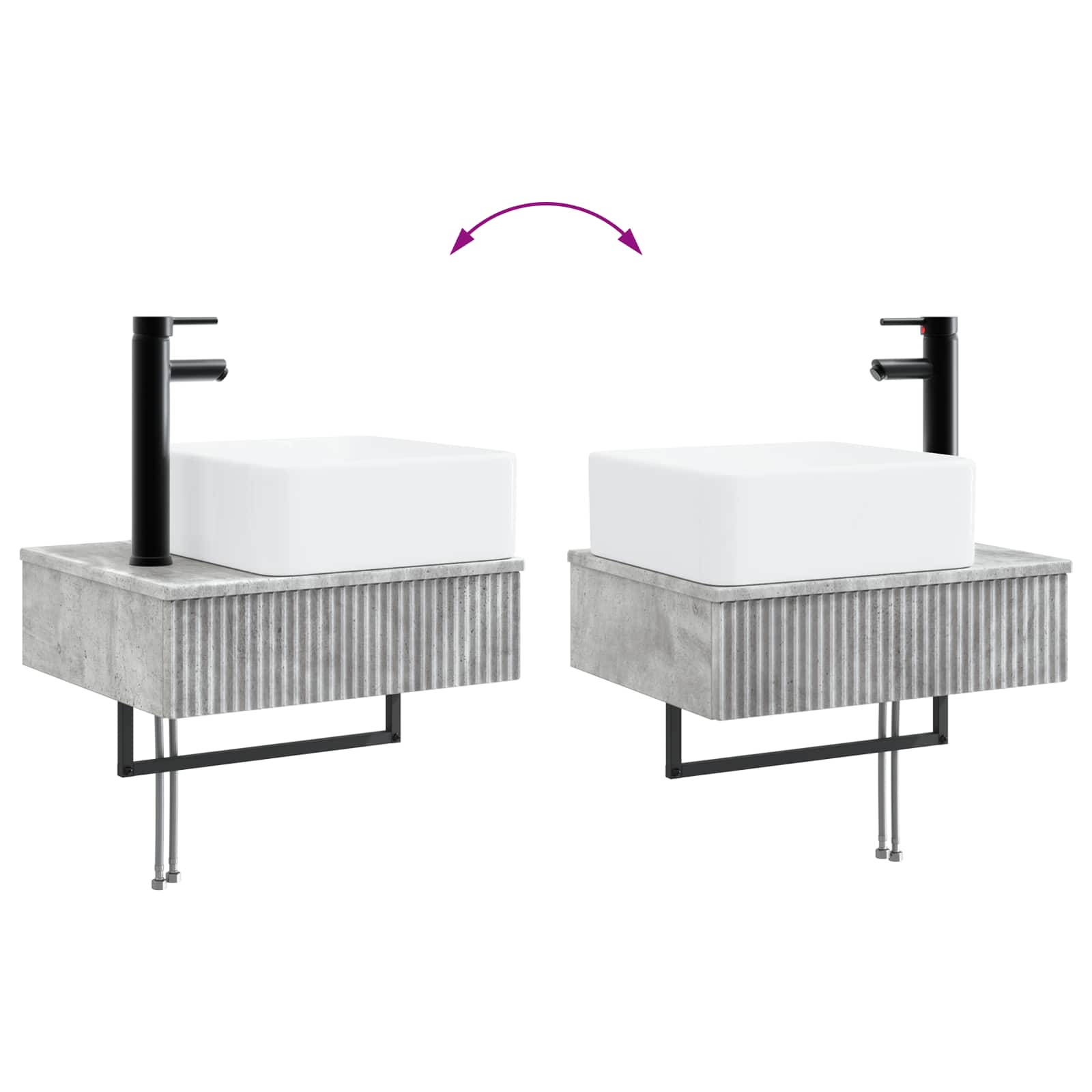 Badkamermeubelset 4 pcs Betongrijs Bewerkt hout en glas is nu te koop bij PeponiXL, paradijselijk wonen!