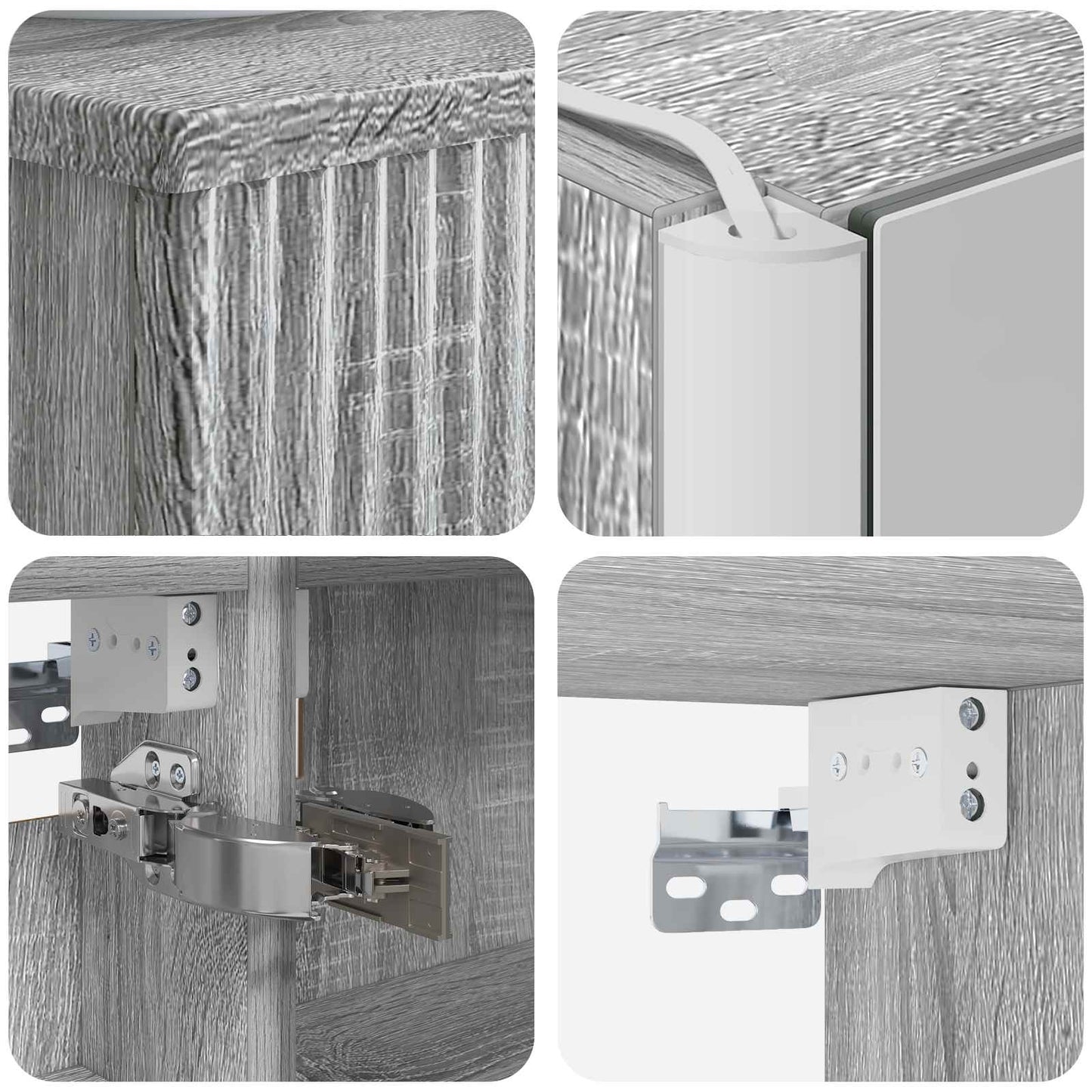 Badkamermeubelset 4 pcs Grijs Sonoma Bewerkt hout en glas is nu te koop bij PeponiXL, paradijselijk wonen!