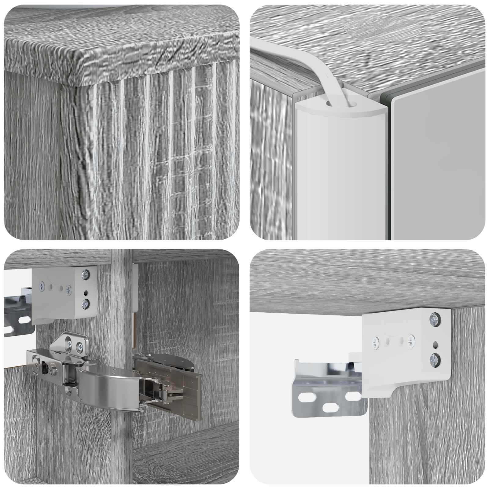 Badkamermeubelset 4 pcs Grijs Sonoma Bewerkt hout en glas is nu te koop bij PeponiXL, paradijselijk wonen!