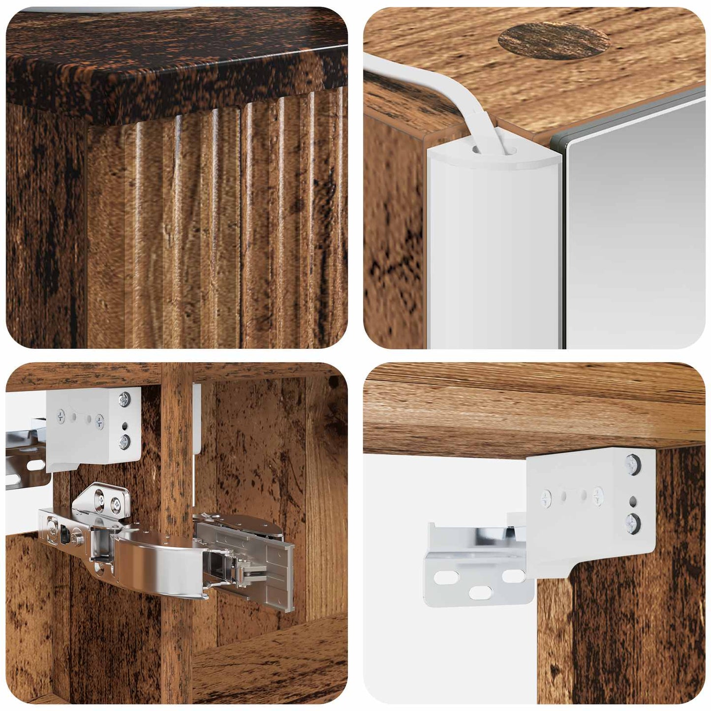 Badkamermeubelset 4 pcs Oud hout Bewerkt hout en glas is nu te koop bij PeponiXL, paradijselijk wonen!