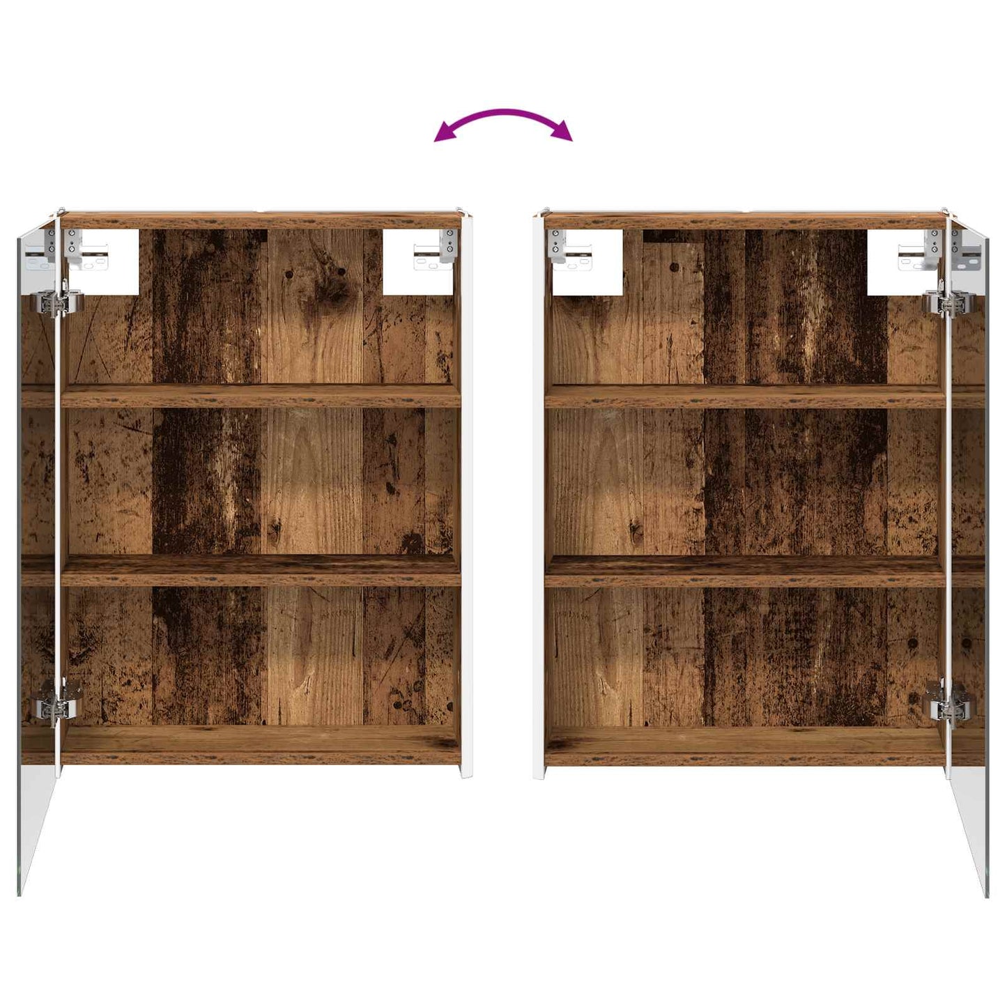 Badkamermeubelset 4 pcs Oud hout Bewerkt hout en glas is nu te koop bij PeponiXL, paradijselijk wonen!