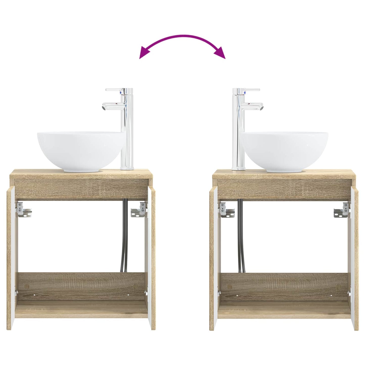 Badkamermeubelset 4 pcs Sonoma Eiken Bewerkt hout en glas is nu te koop bij PeponiXL, paradijselijk wonen!