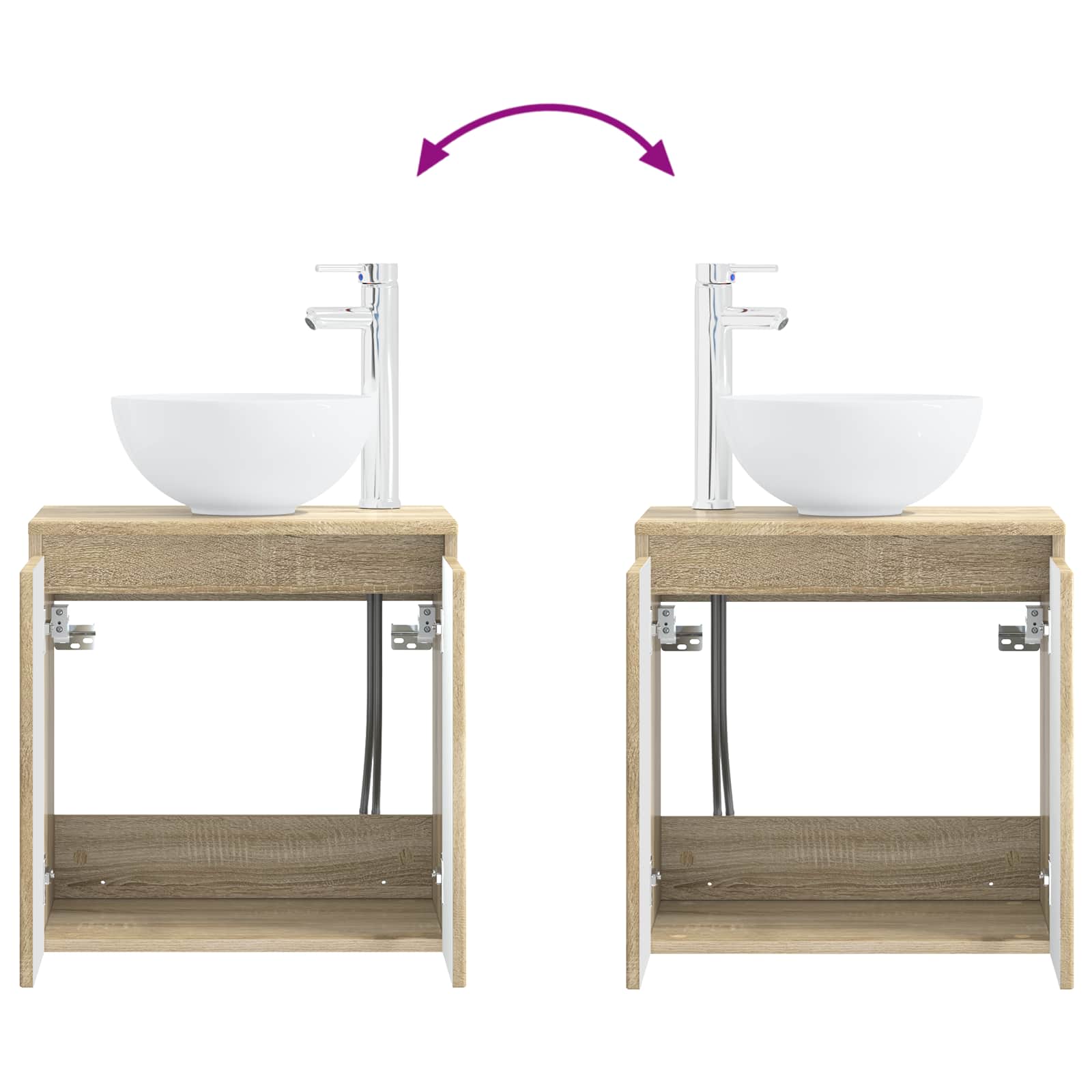 Badkamermeubelset 4 pcs Sonoma Eiken Bewerkt hout en glas is nu te koop bij PeponiXL, paradijselijk wonen!