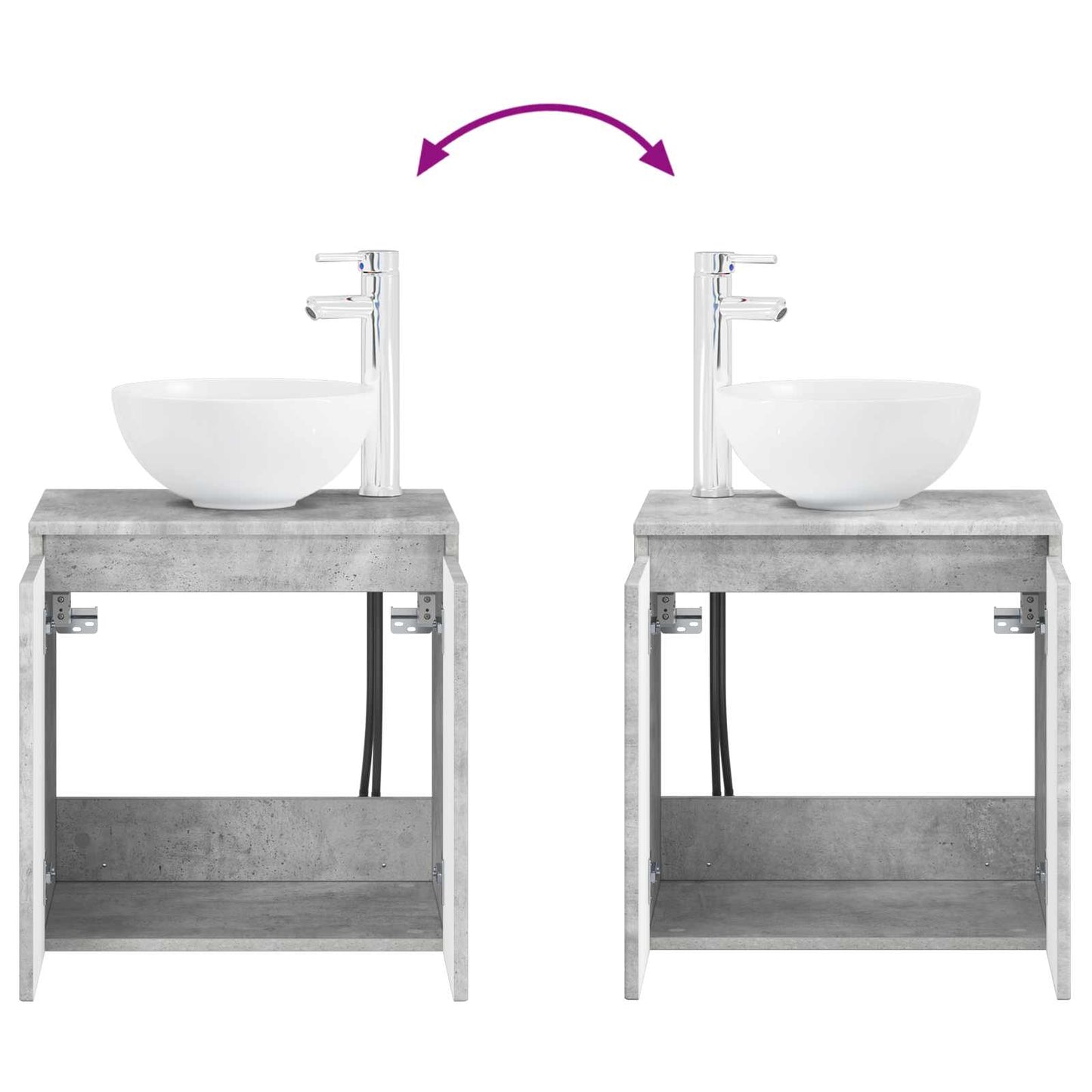 Badkamermeubelset 4 pcs Betongrijs Bewerkt hout en glas is nu te koop bij PeponiXL, paradijselijk wonen!
