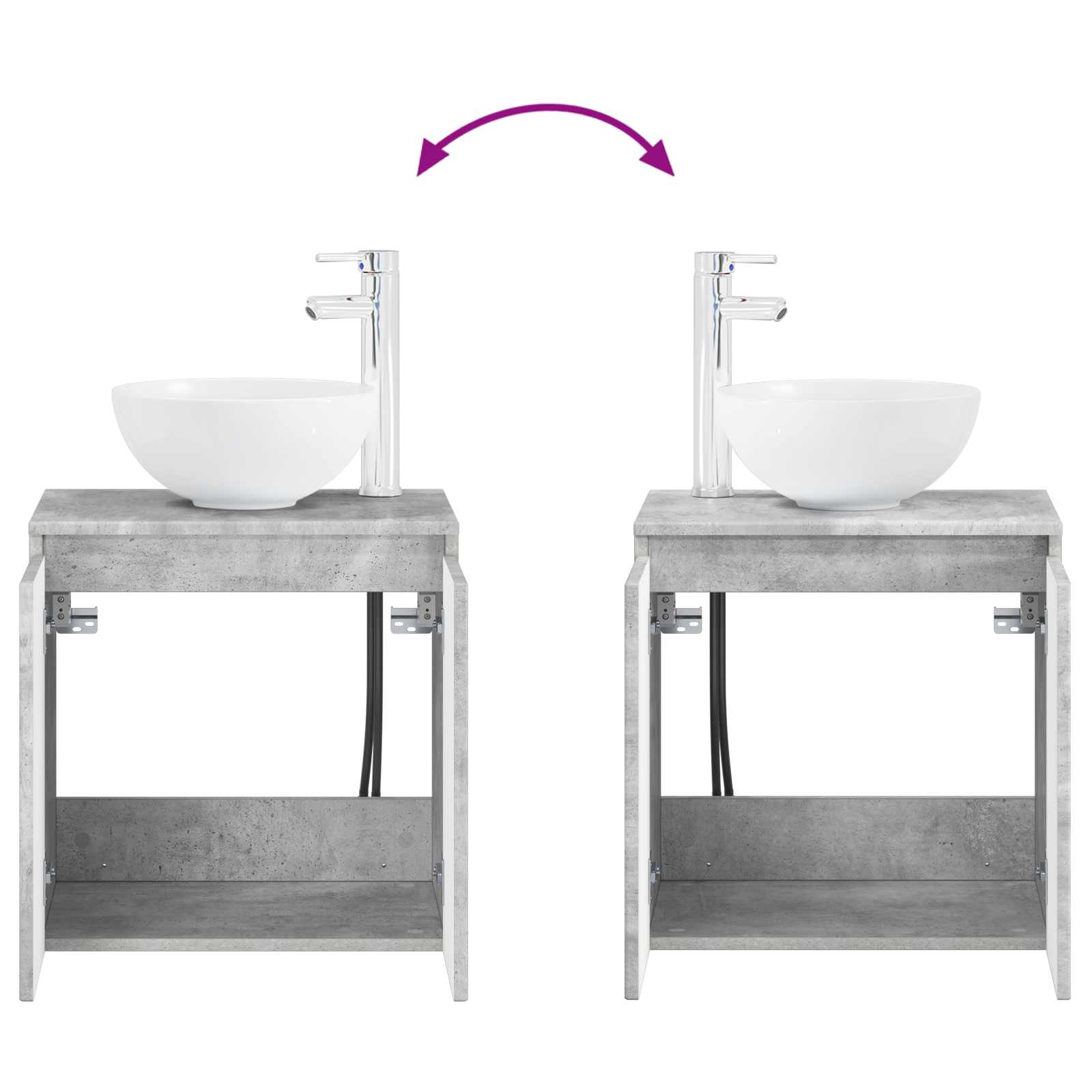Badkamermeubelset 4 pcs Betongrijs Bewerkt hout en glas is nu te koop bij PeponiXL, paradijselijk wonen!