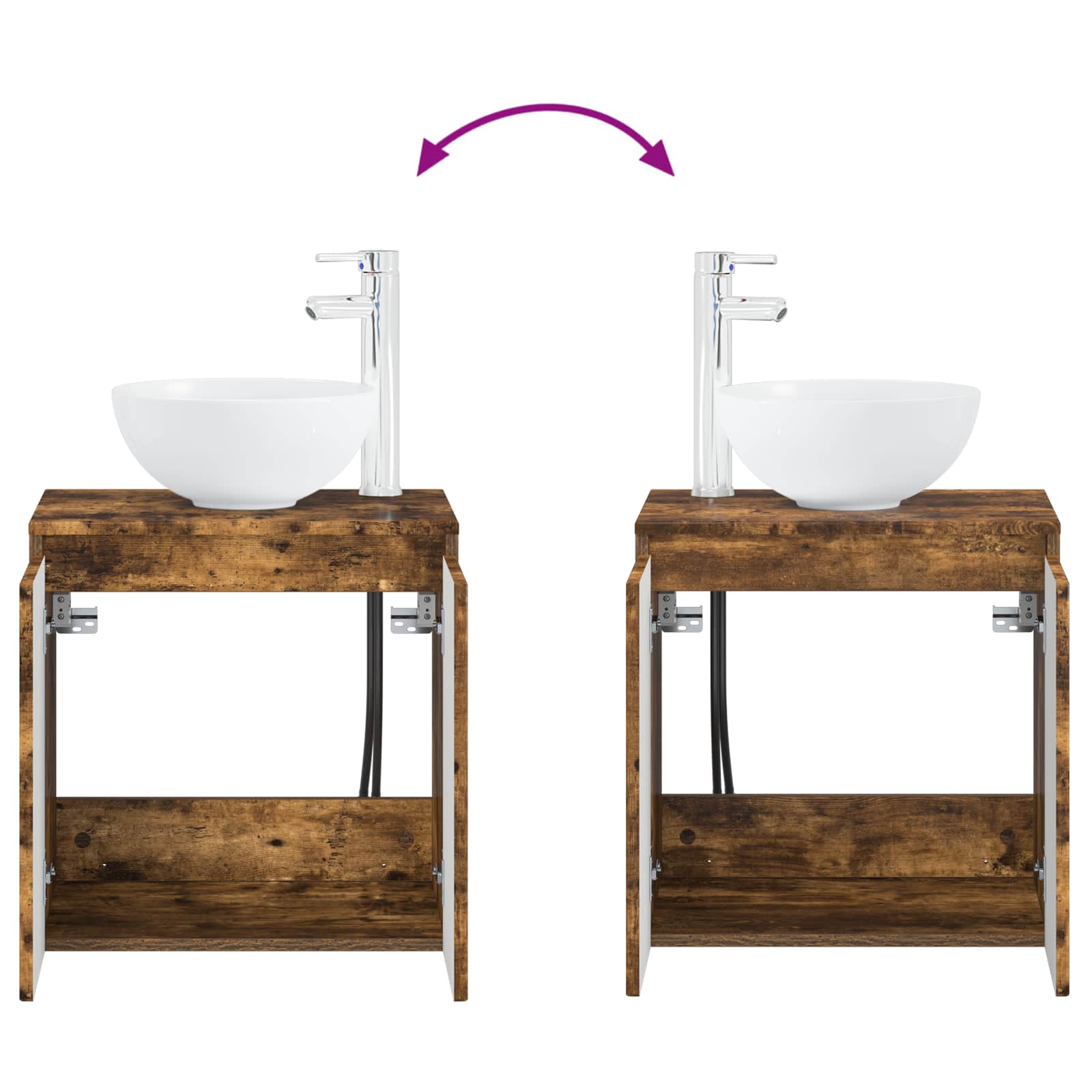 Badkamermeubelset 4 pcs Gerookt eiken Bewerkt hout en glas is nu te koop bij PeponiXL, paradijselijk wonen!