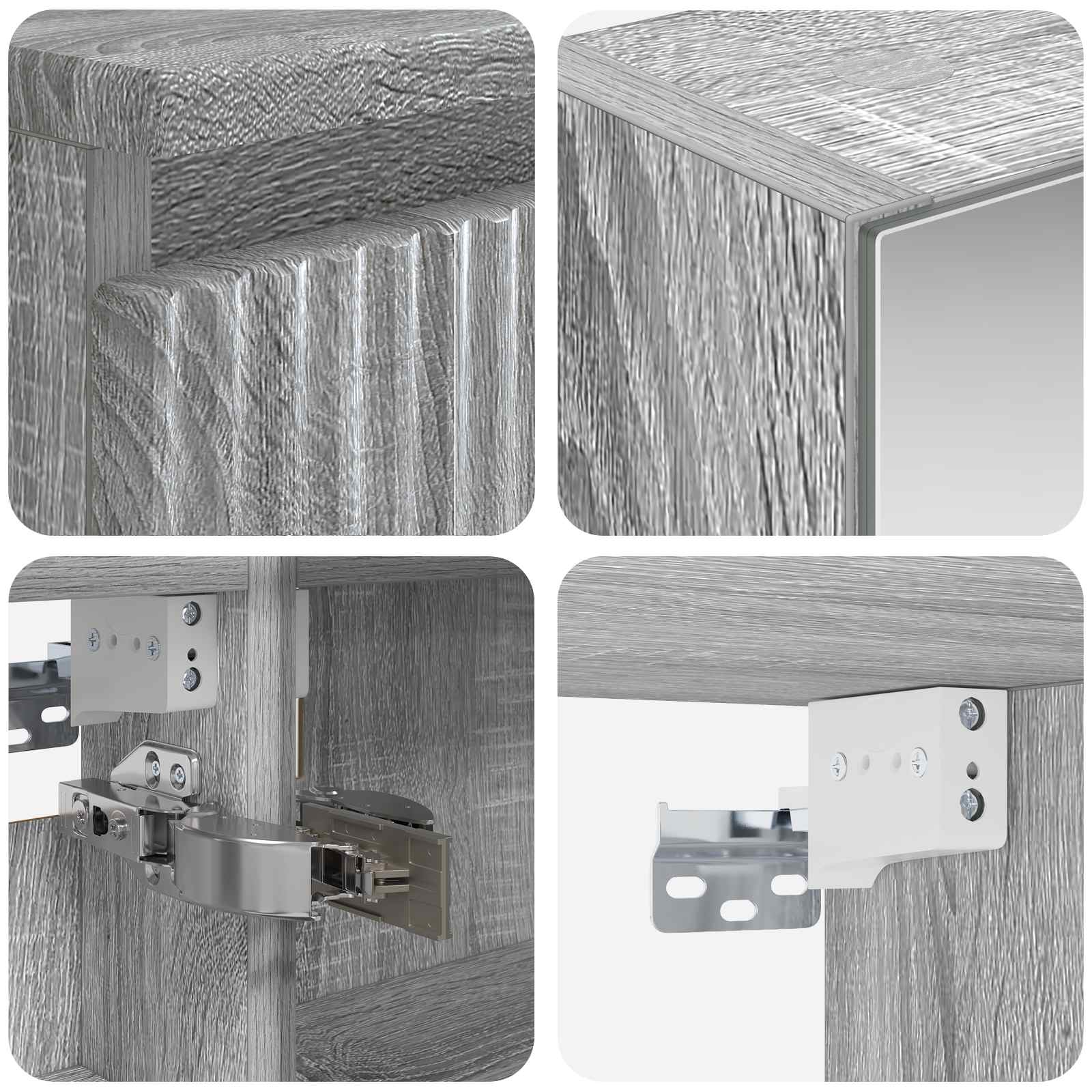 Badkamermeubelset 4 pcs Grijs Sonoma Bewerkt hout en glas is nu te koop bij PeponiXL, paradijselijk wonen!