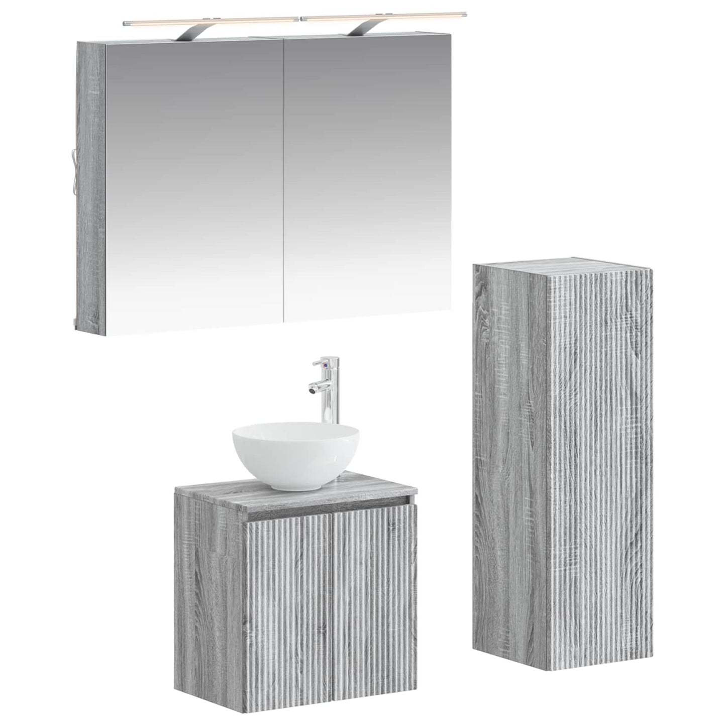 Badkamermeubelset 4 pcs Grijs Sonoma Bewerkt hout en glas is nu te koop bij PeponiXL, paradijselijk wonen!