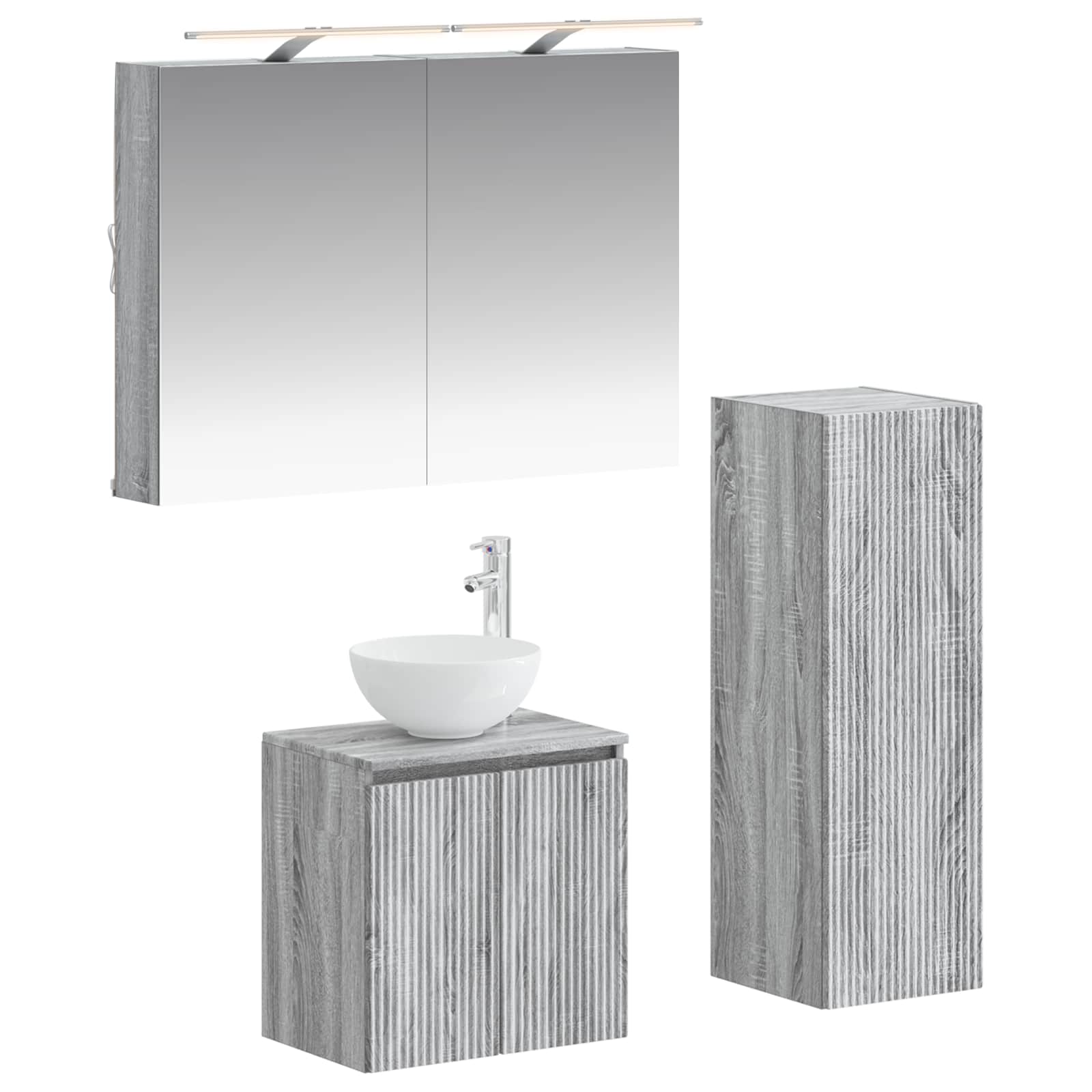 Badkamermeubelset 4 pcs Grijs Sonoma Bewerkt hout en glas is nu te koop bij PeponiXL, paradijselijk wonen!