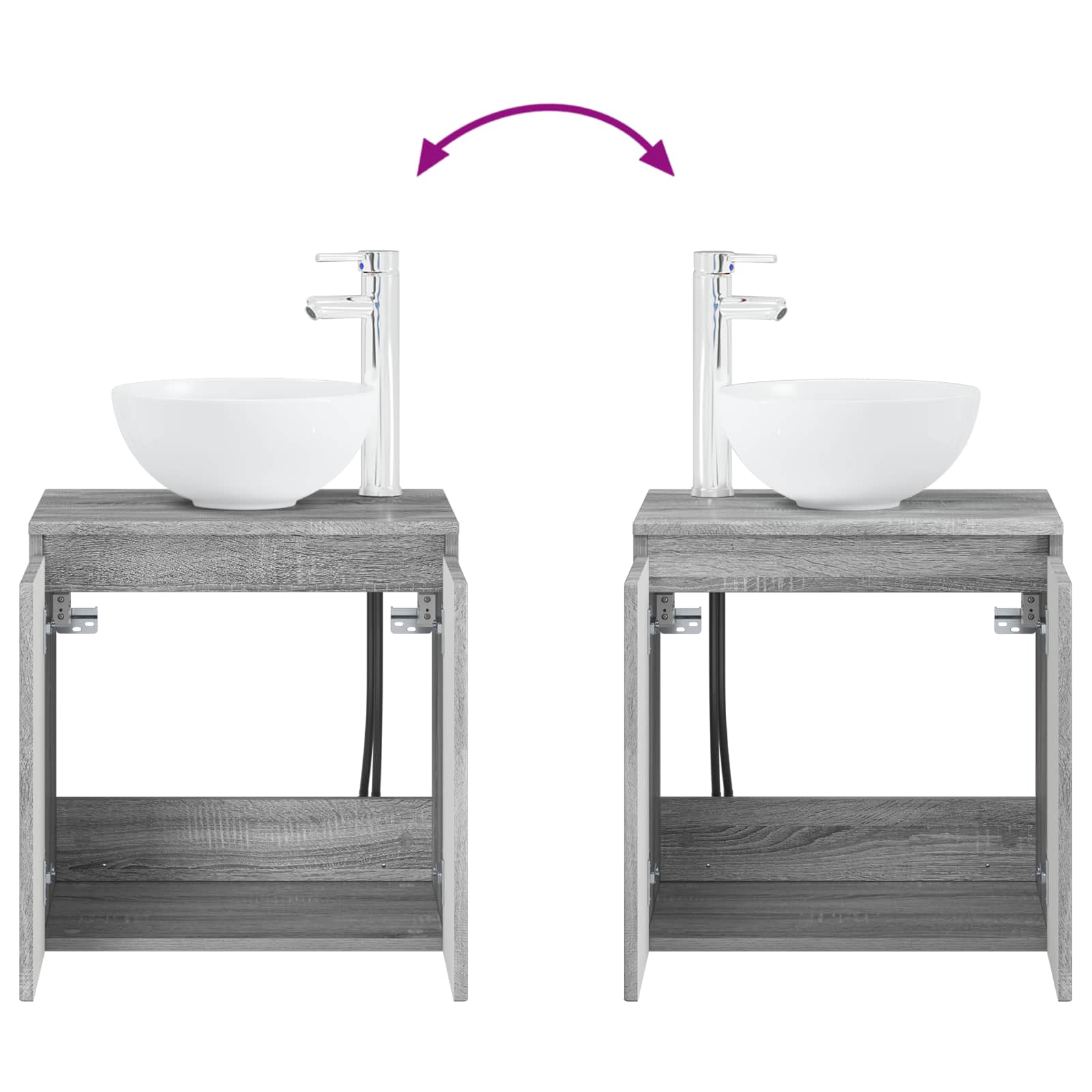 Badkamermeubelset 4 pcs Grijs Sonoma Bewerkt hout en glas is nu te koop bij PeponiXL, paradijselijk wonen!