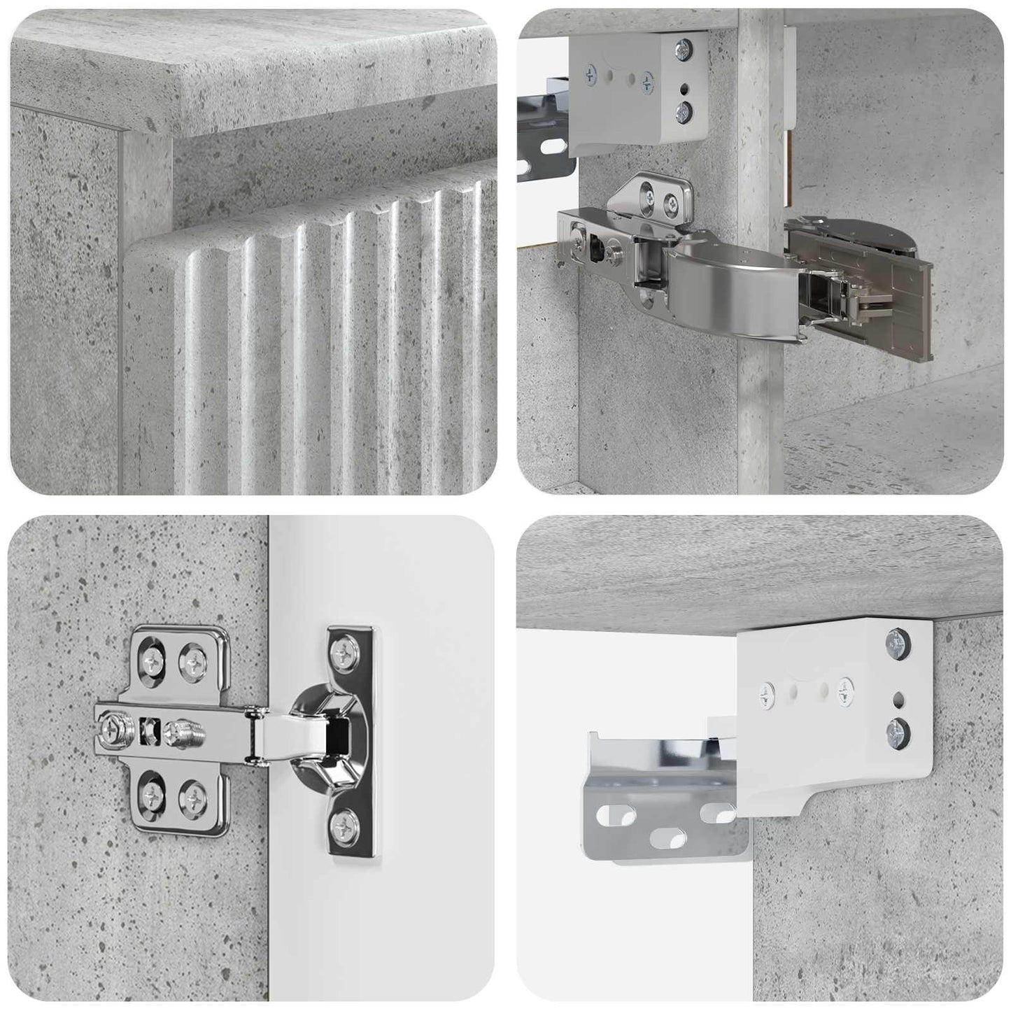 Badkamermeubelset 4 pcs Betongrijs Bewerkt hout en glas is nu te koop bij PeponiXL, paradijselijk wonen!