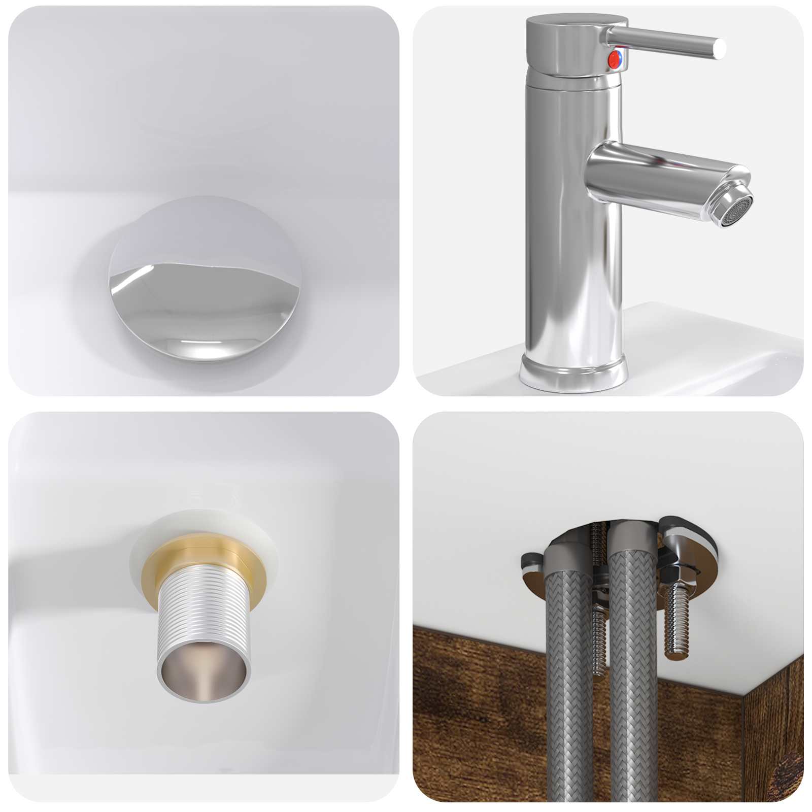 Badkamermeubelset 4 pcs Gerookt eiken Bewerkt hout en glas is nu te koop bij PeponiXL, paradijselijk wonen!