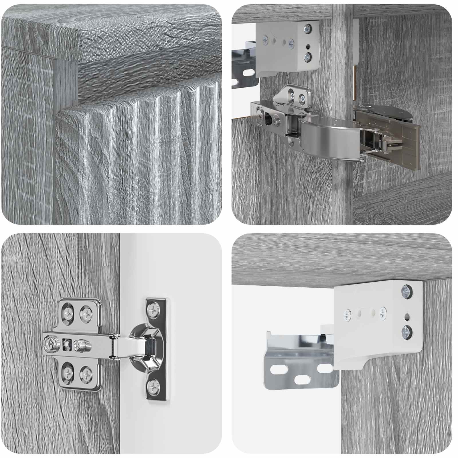 Badkamermeubelset 4 pcs Grijs Sonoma Bewerkt hout en glas is nu te koop bij PeponiXL, paradijselijk wonen!
