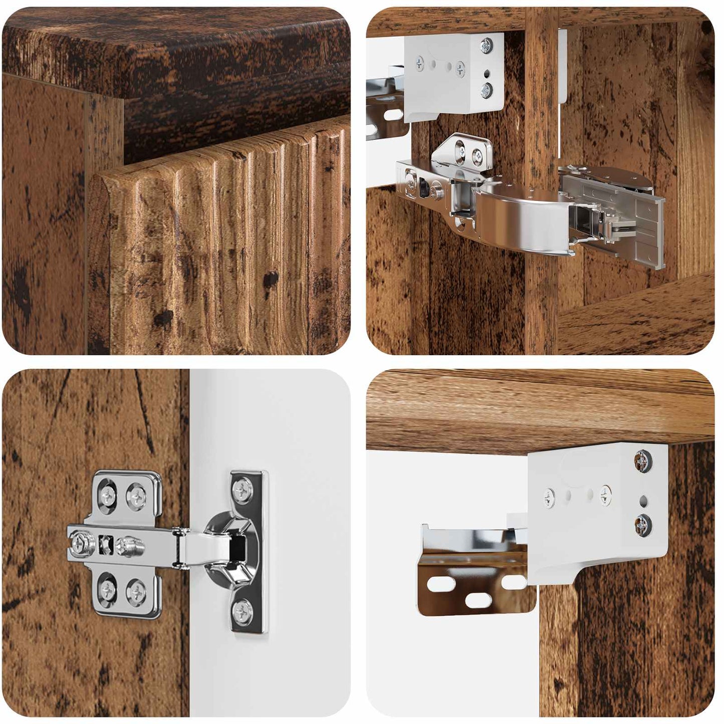 Badkamermeubelset 4 pcs Oud hout Bewerkt hout en glas is nu te koop bij PeponiXL, paradijselijk wonen!