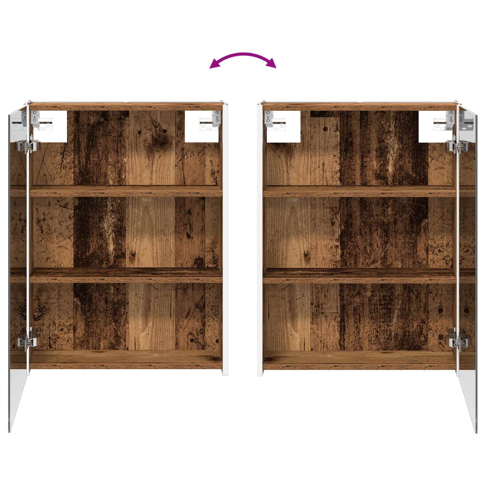 Badkamermeubelset 4 pcs Oud hout Bewerkt hout en glas is nu te koop bij PeponiXL, paradijselijk wonen!