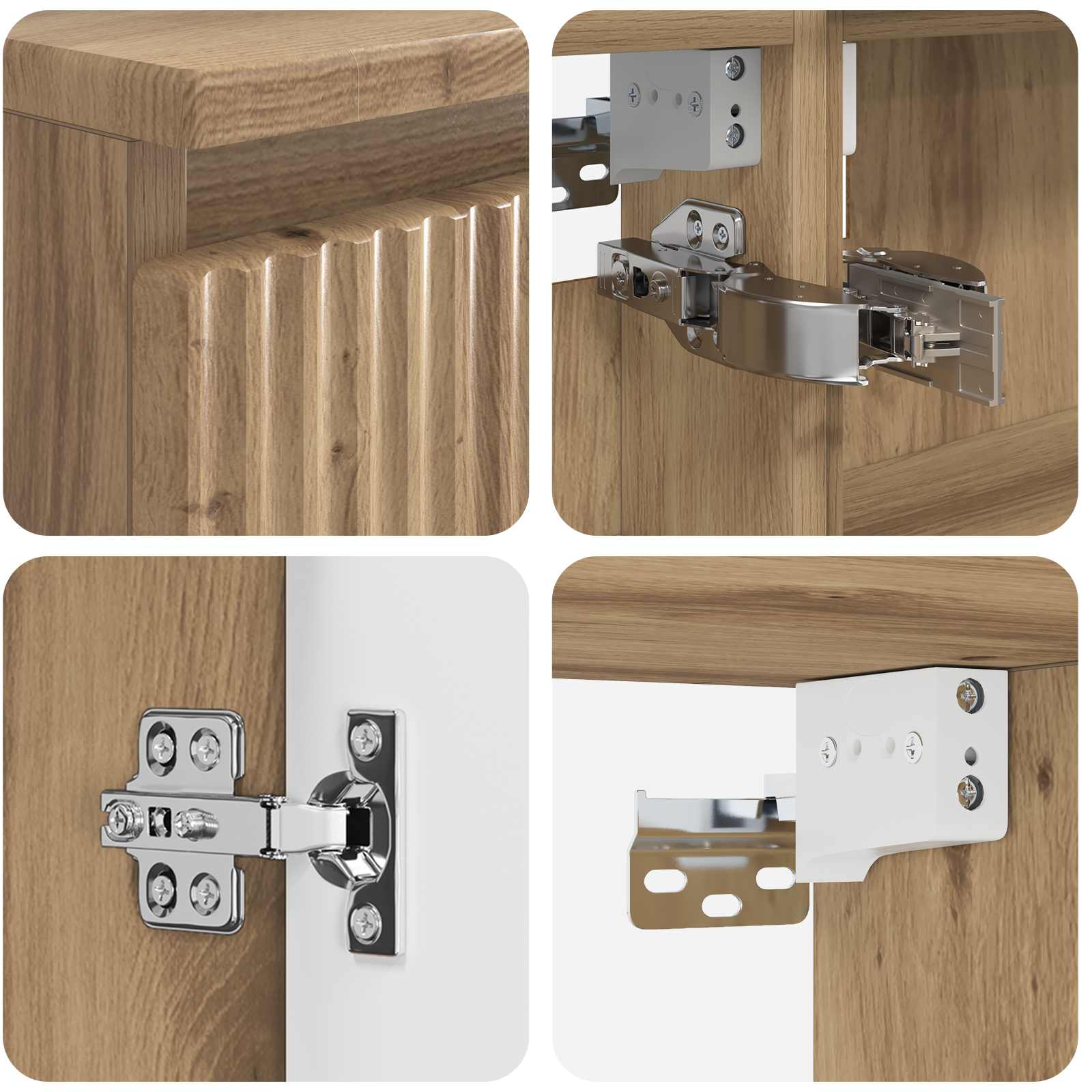 Badkamermeubelset 4 pcs Artisanaal eiken Bewerkt hout en glas is nu te koop bij PeponiXL, paradijselijk wonen!