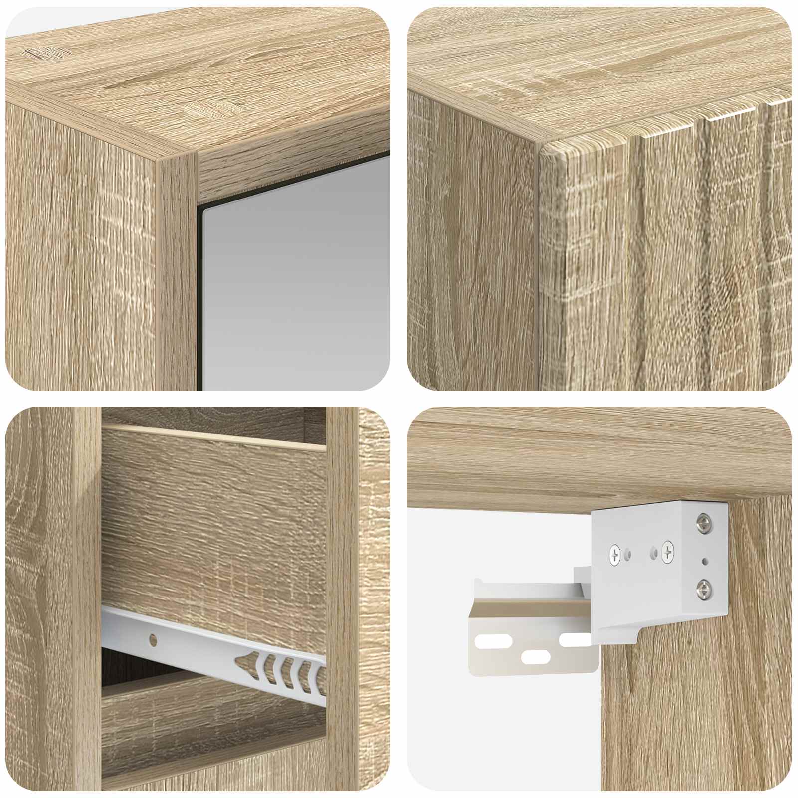 Badkamermeubelset 4 pcs Sonoma Eiken Bewerkt hout en glas is nu te koop bij PeponiXL, paradijselijk wonen!