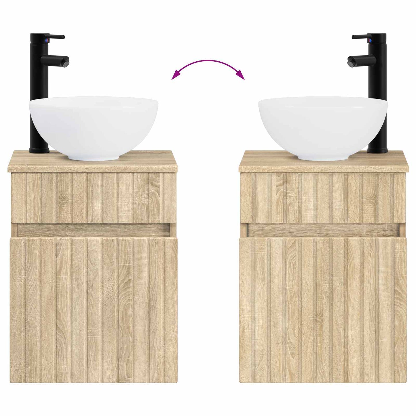 Badkamermeubelset 4 pcs Sonoma Eiken Bewerkt hout en glas is nu te koop bij PeponiXL, paradijselijk wonen!