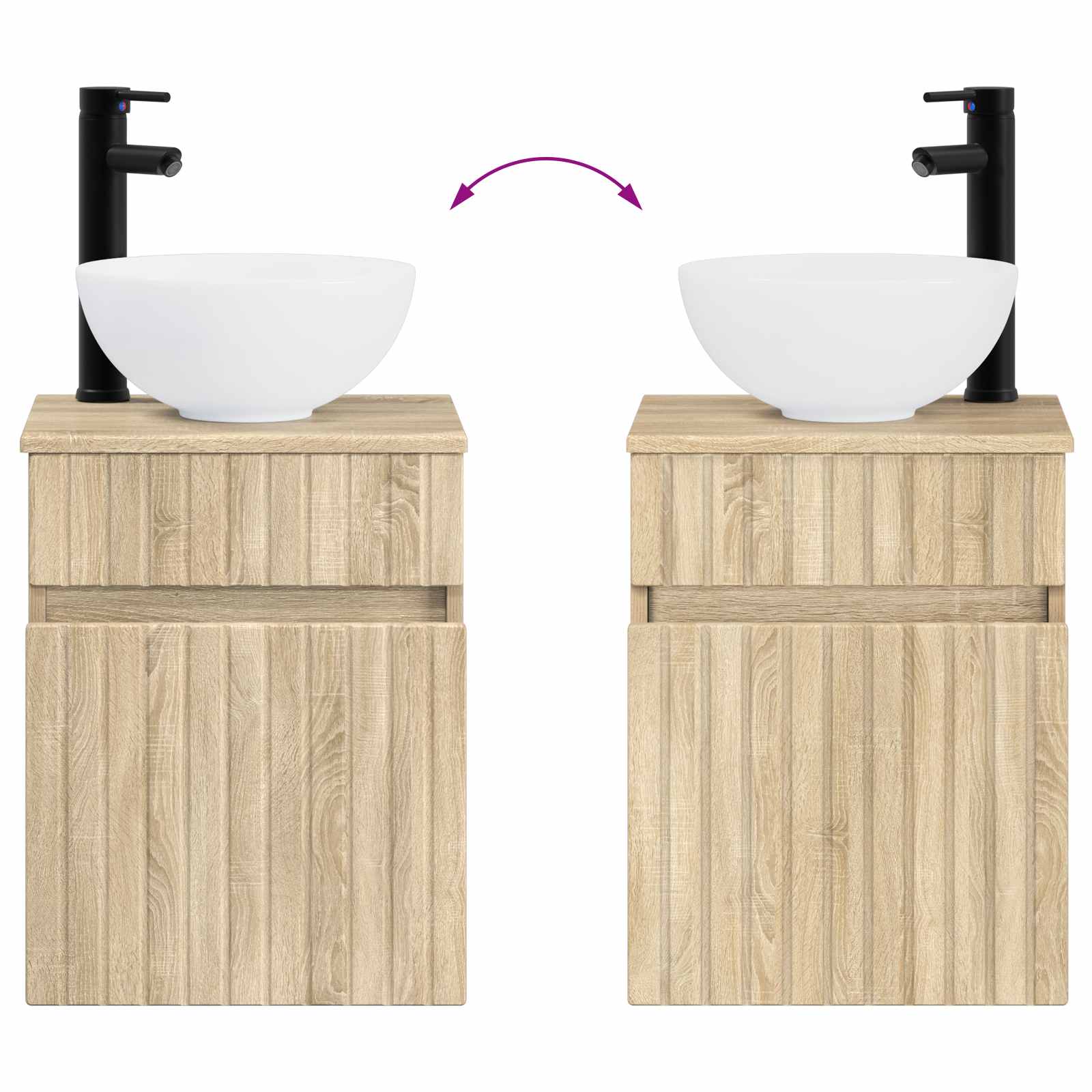 Badkamermeubelset 4 pcs Sonoma Eiken Bewerkt hout en glas is nu te koop bij PeponiXL, paradijselijk wonen!