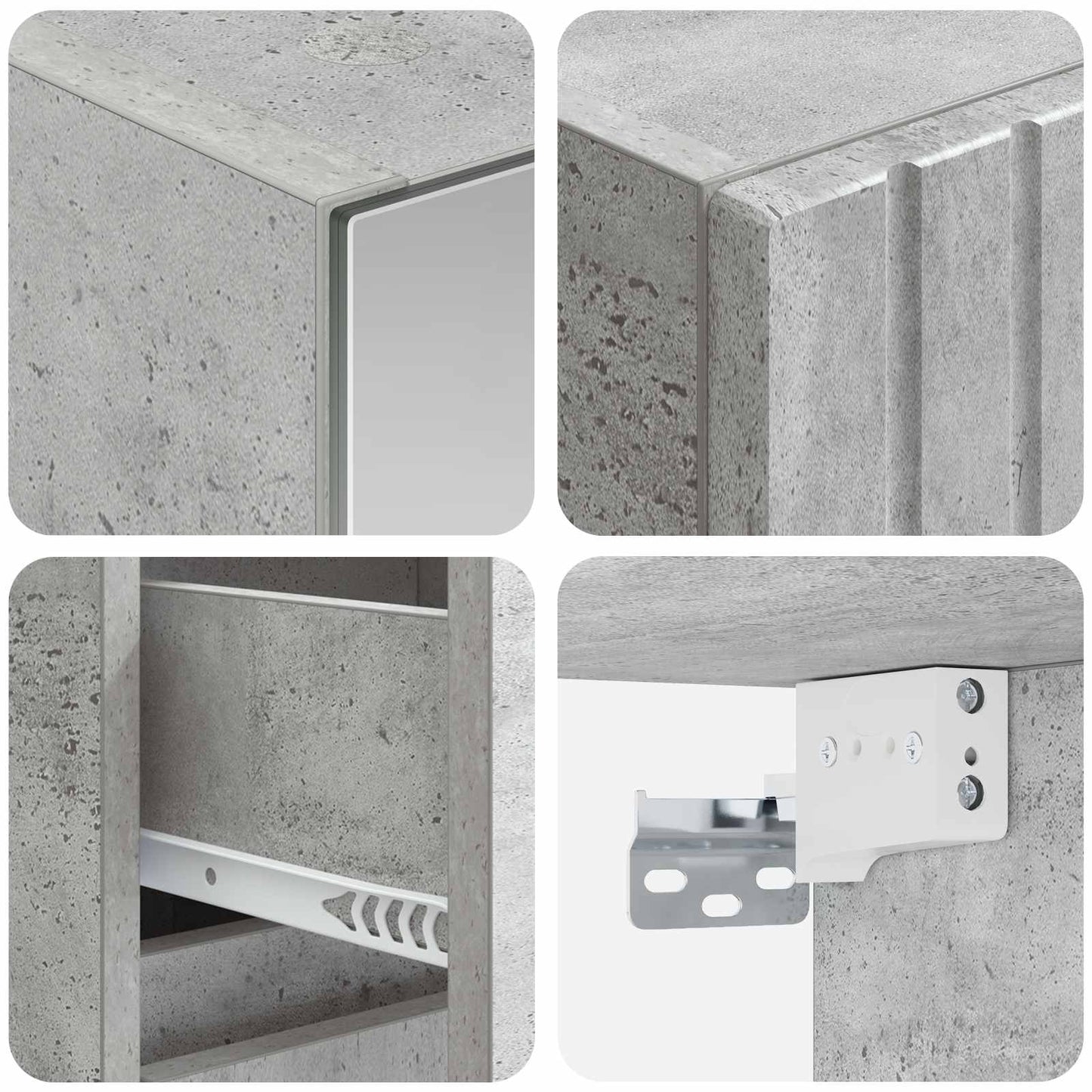Badkamermeubelset 4 pcs Betongrijs Bewerkt hout en glas is nu te koop bij PeponiXL, paradijselijk wonen!
