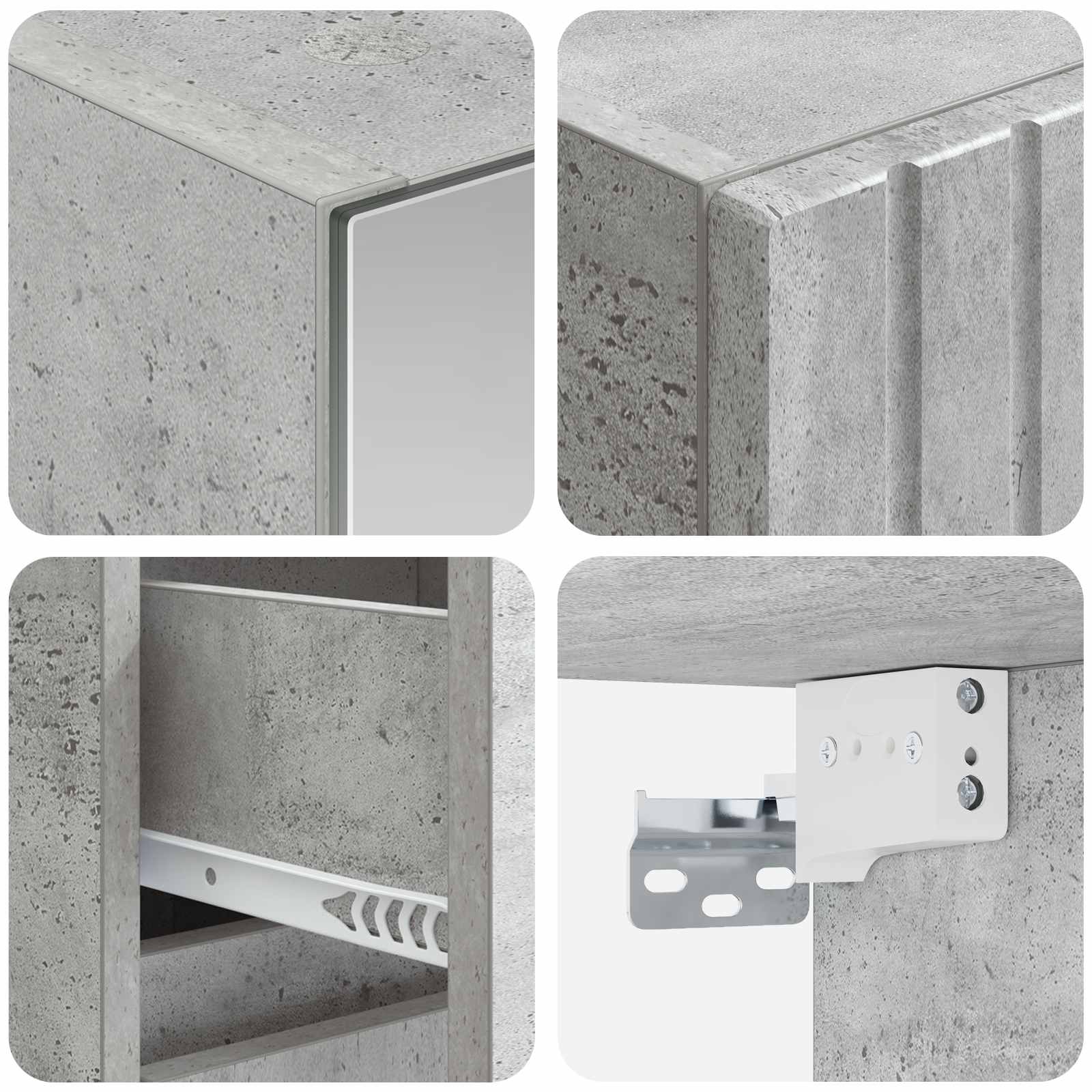 Badkamermeubelset 4 pcs Betongrijs Bewerkt hout en glas is nu te koop bij PeponiXL, paradijselijk wonen!