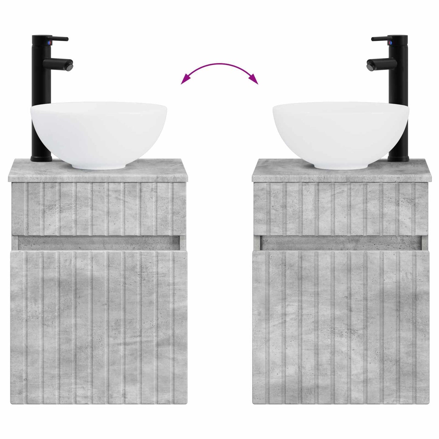 Badkamermeubelset 4 pcs Betongrijs Bewerkt hout en glas is nu te koop bij PeponiXL, paradijselijk wonen!
