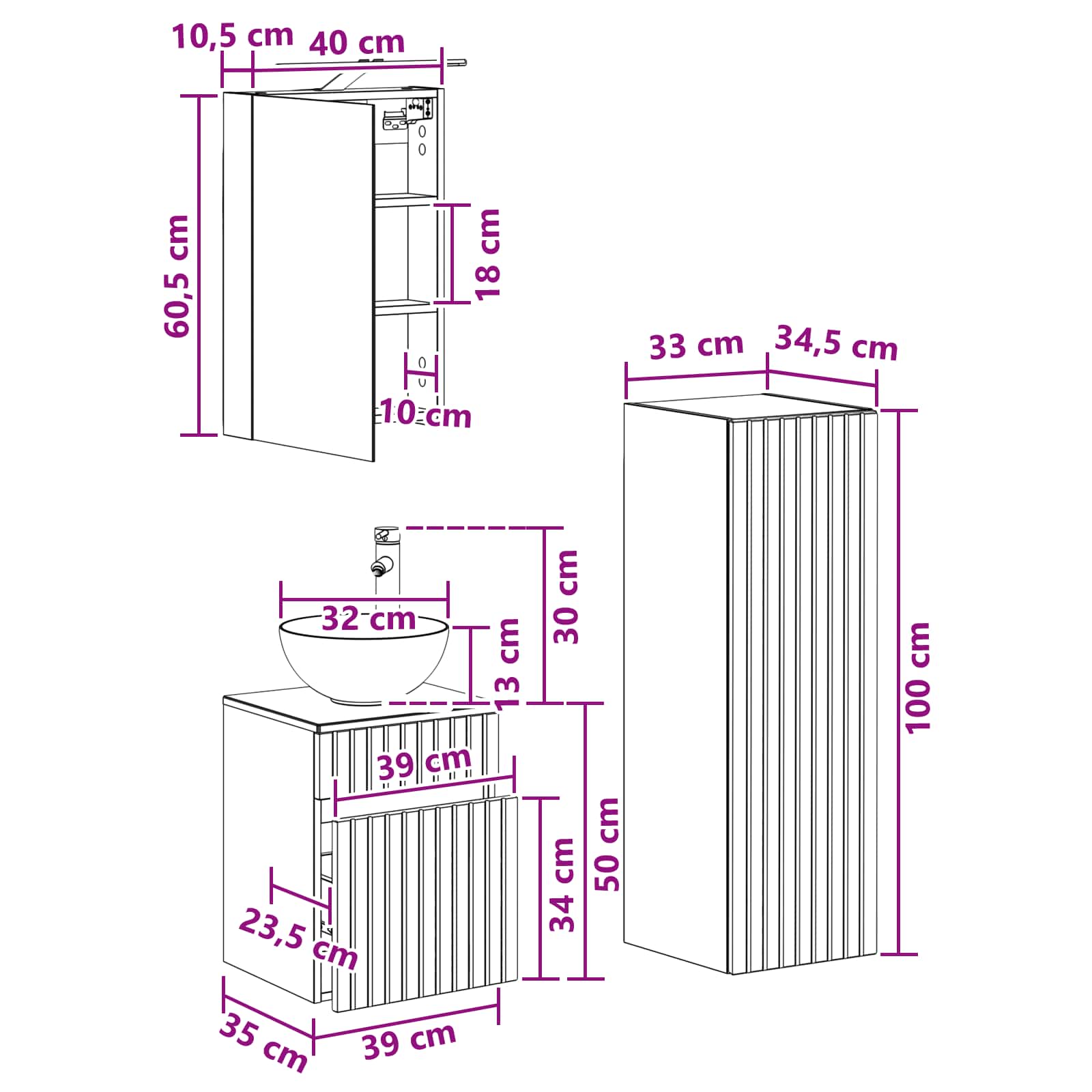 Badkamermeubelset 4 pcs Betongrijs Bewerkt hout en glas is nu te koop bij PeponiXL, paradijselijk wonen!