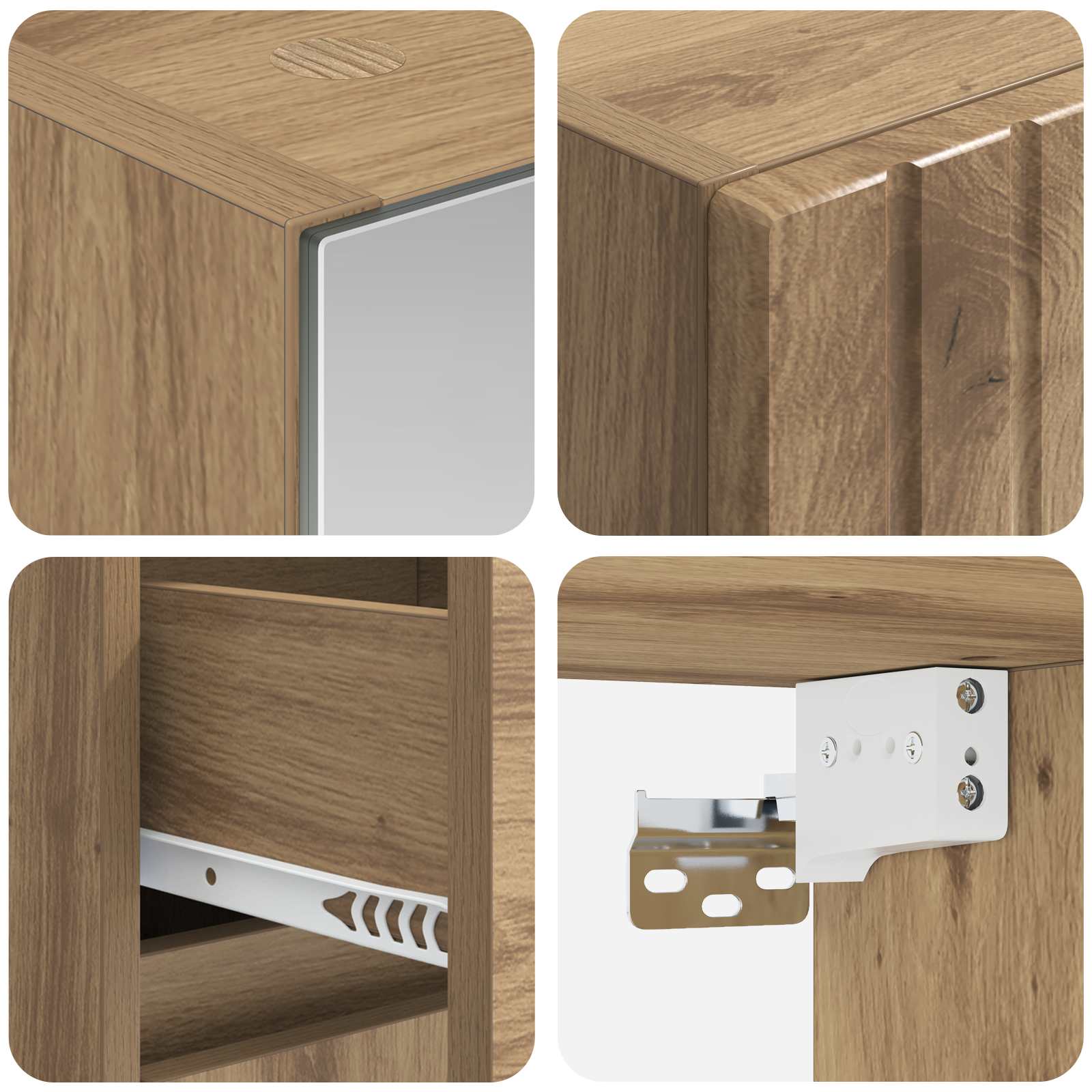 Badkamermeubelset 4 st Artisanaal eiken Bewerkt hout en glas is nu te koop bij PeponiXL, paradijselijk wonen!