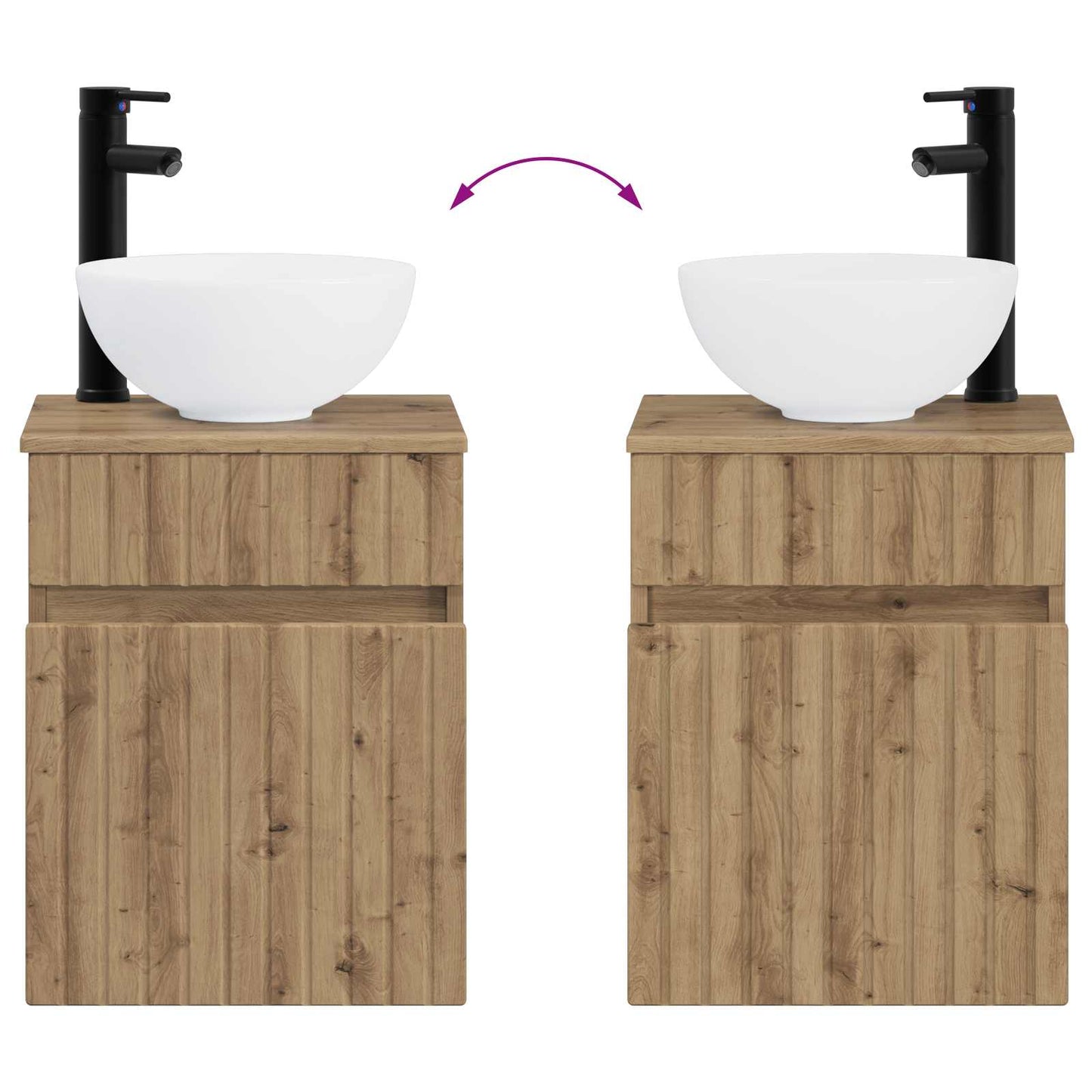 Badkamermeubelset 4 st Artisanaal eiken Bewerkt hout en glas is nu te koop bij PeponiXL, paradijselijk wonen!