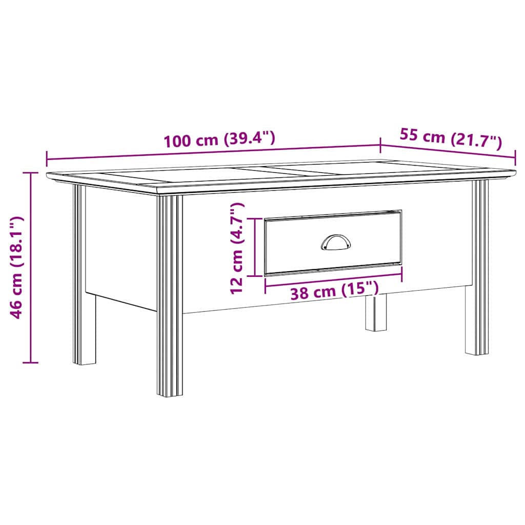 Salontafel BODO Honingbruin 100 x 55 x 45,8 cm Bewerkt hout is nu te koop bij PeponiXL, paradijselijk wonen!