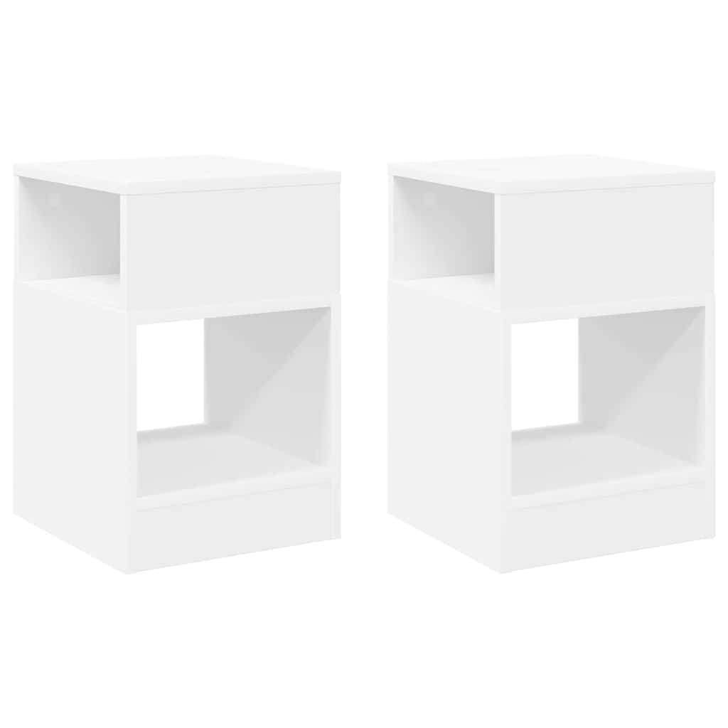Bijzettafel 2 pcs Wit 30,5 x 30 x 45 cm Bewerkt hout is nu te koop bij PeponiXL, paradijselijk wonen!