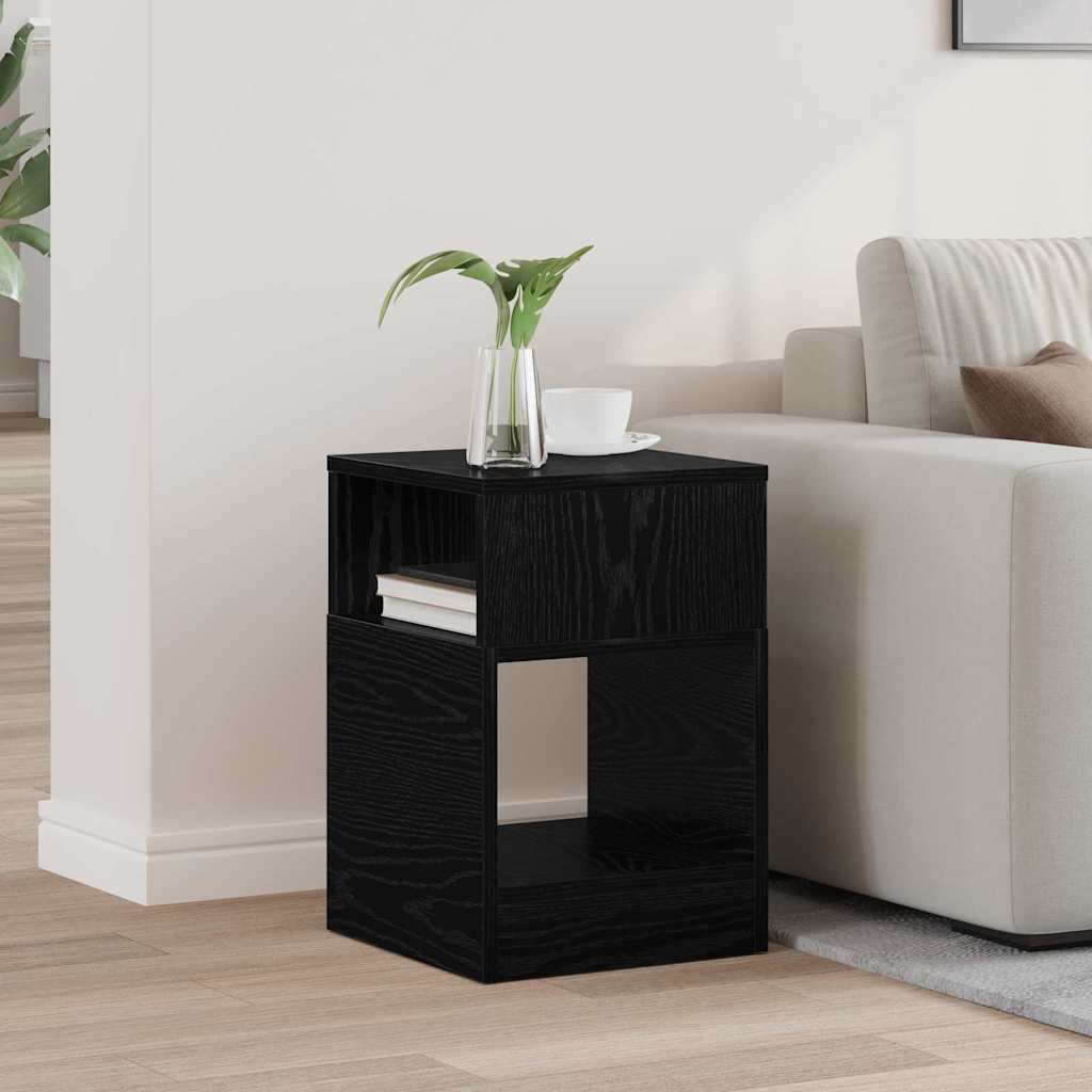 Bijzettafel Zwart Eiken 30,5 x 30 x 45 cm Bewerkt hout is nu te koop bij PeponiXL, paradijselijk wonen!