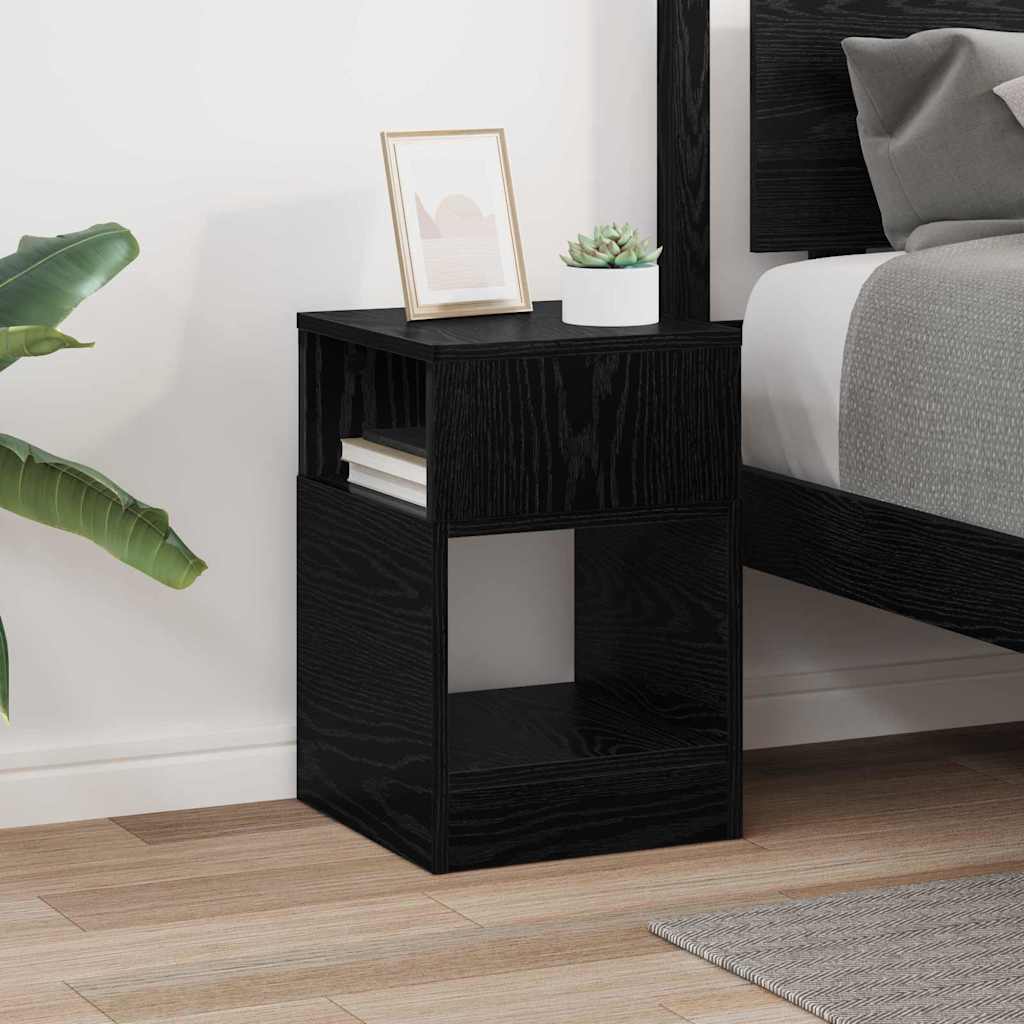 Bijzettafel Zwart Eiken 30,5 x 30 x 45 cm Bewerkt hout is nu te koop bij PeponiXL, paradijselijk wonen!