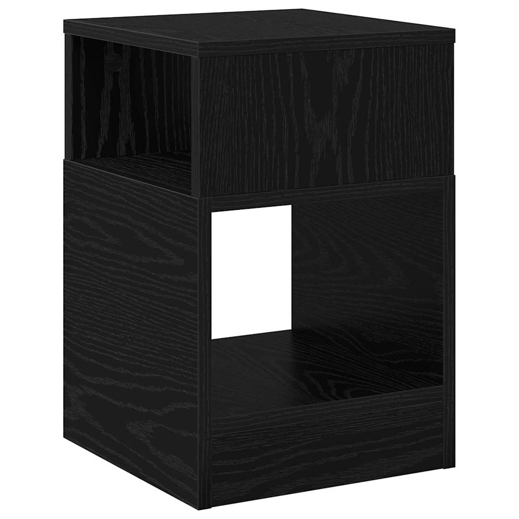 Bijzettafel Zwart Eiken 30,5 x 30 x 45 cm Bewerkt hout is nu te koop bij PeponiXL, paradijselijk wonen!