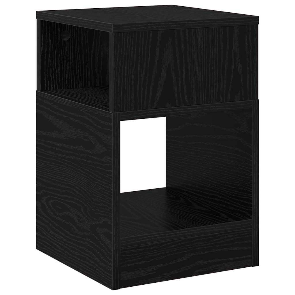 Bijzettafel Zwart Eiken 30,5 x 30 x 45 cm Bewerkt hout is nu te koop bij PeponiXL, paradijselijk wonen!