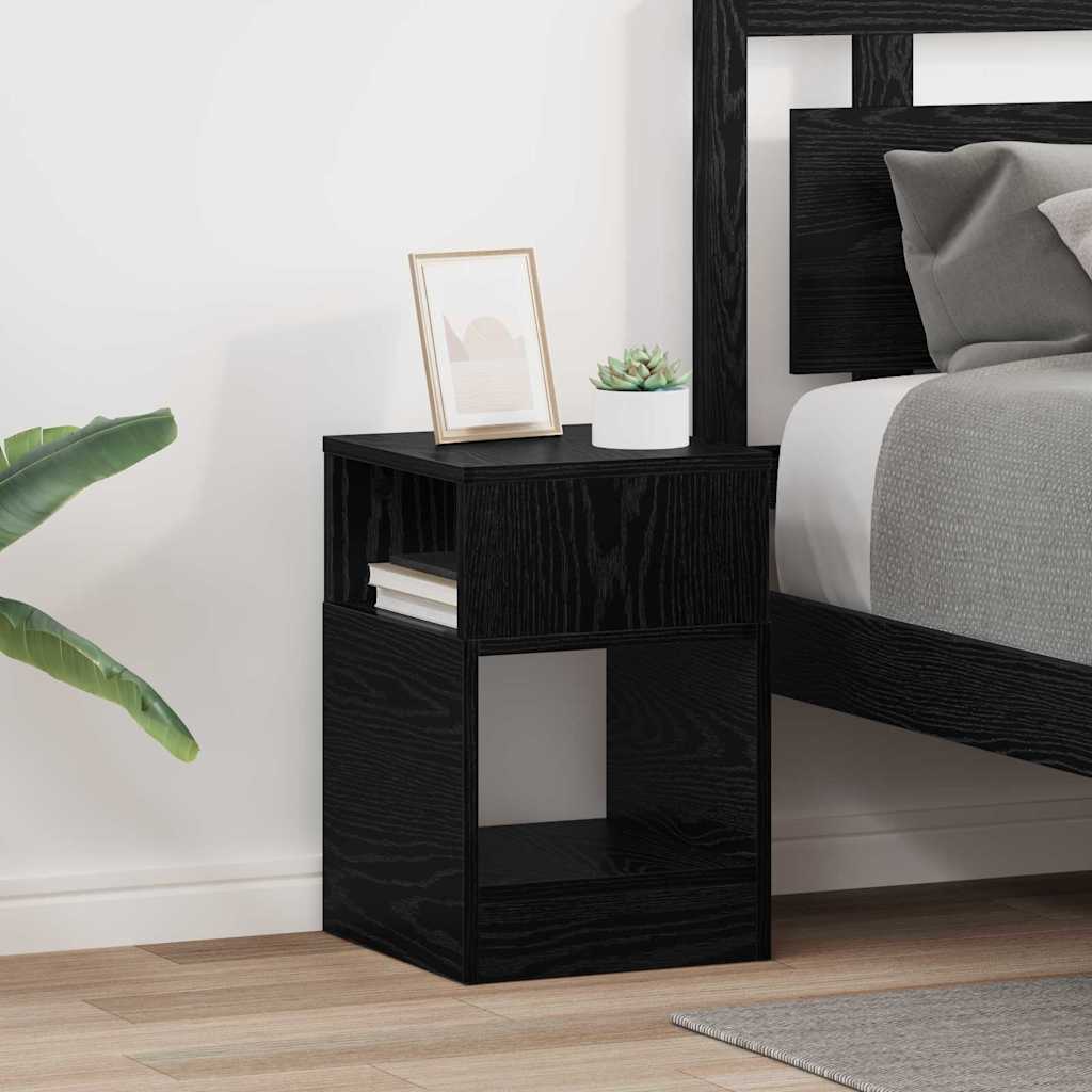 Bijzettafel 2 pcs Zwart Eiken 30,5 x 30 x 45 cm Bewerkt hout is nu te koop bij PeponiXL, paradijselijk wonen!