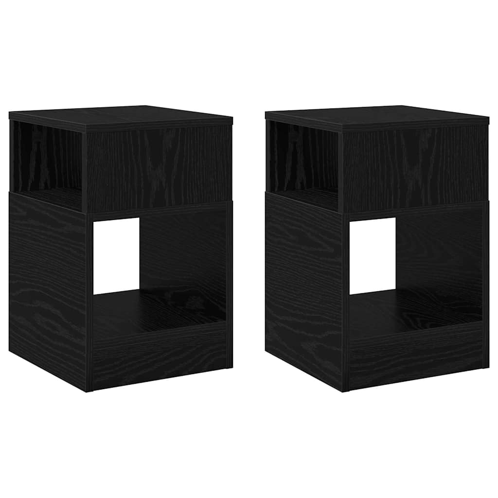 Bijzettafel 2 pcs Zwart Eiken 30,5 x 30 x 45 cm Bewerkt hout is nu te koop bij PeponiXL, paradijselijk wonen!