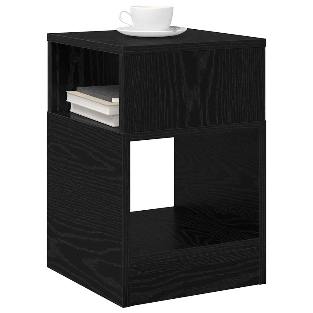 Bijzettafel 2 pcs Zwart Eiken 30,5 x 30 x 45 cm Bewerkt hout is nu te koop bij PeponiXL, paradijselijk wonen!