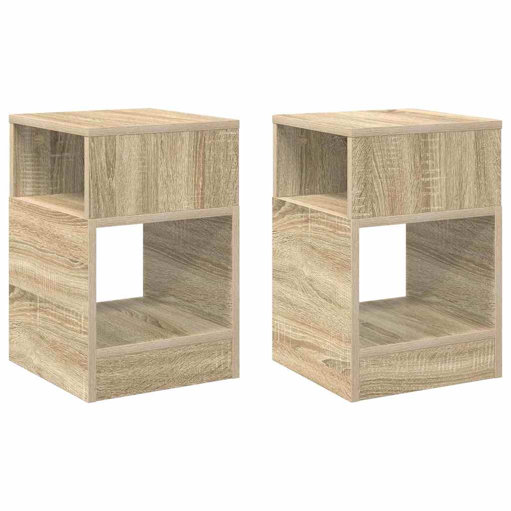 Bijzettafel 2 pcs Sonoma Eiken 30,5 x 30 x 45 cm Bewerkt hout is nu te koop bij PeponiXL, paradijselijk wonen!