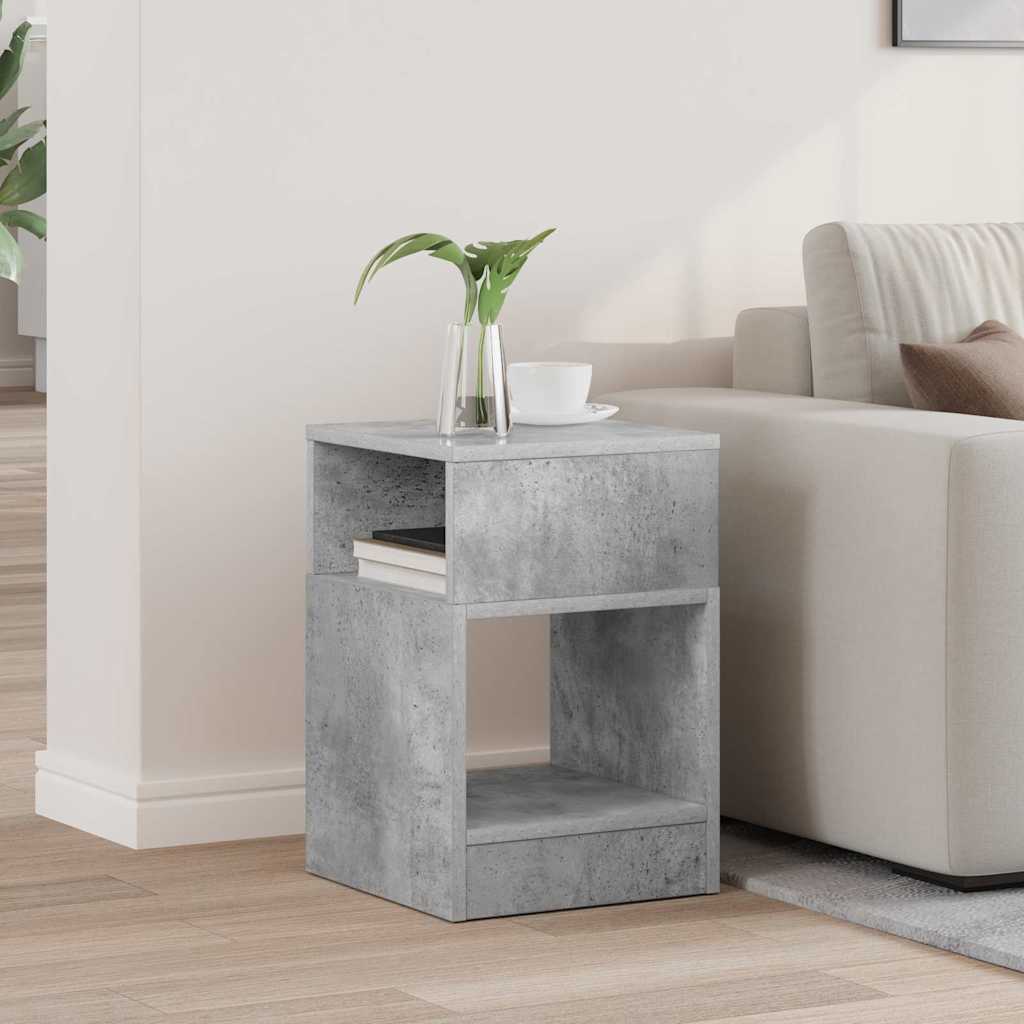 Bijzettafel Beton Grijs 30,5 x 30 x 45 cm Bewerkt hout is nu te koop bij PeponiXL, paradijselijk wonen!