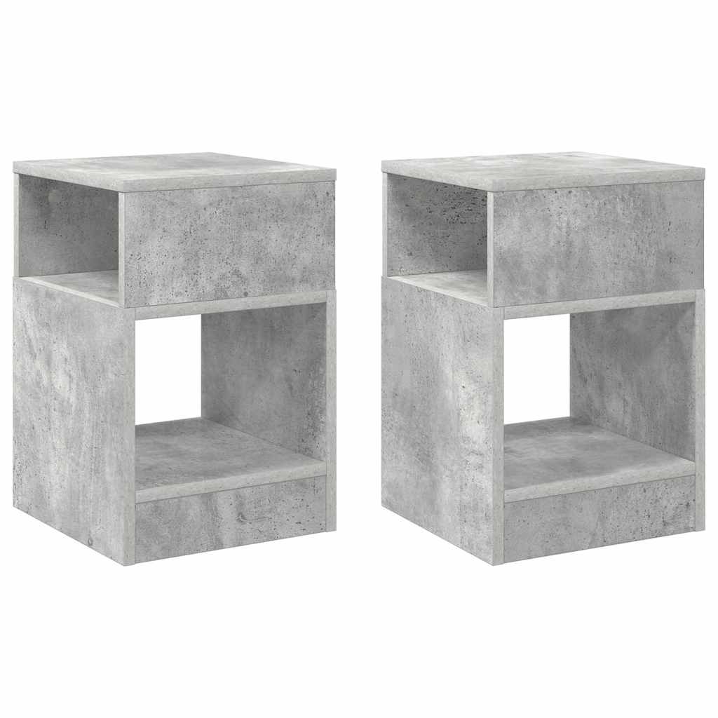 Bijzettafel 2 pcs Beton Grijs 30,5 x 30 x 45 cm Bewerkt hout is nu te koop bij PeponiXL, paradijselijk wonen!