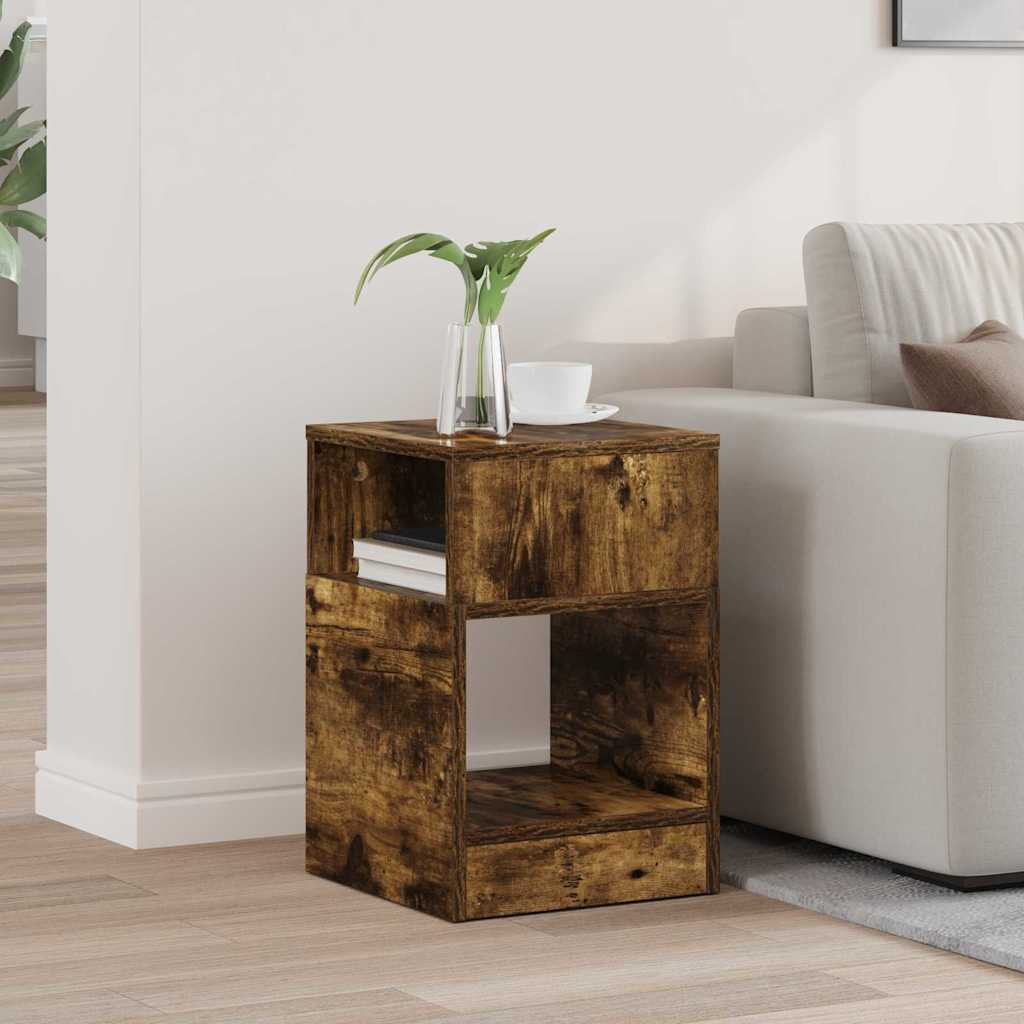 Bijzettafel Gerookt eiken 30,5 x 30 x 45 cm Bewerkt hout is nu te koop bij PeponiXL, paradijselijk wonen!