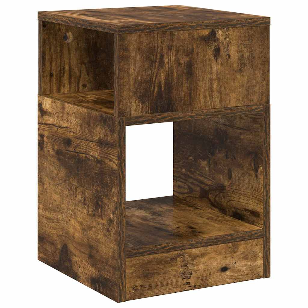Bijzettafel Gerookt eiken 30,5 x 30 x 45 cm Bewerkt hout is nu te koop bij PeponiXL, paradijselijk wonen!