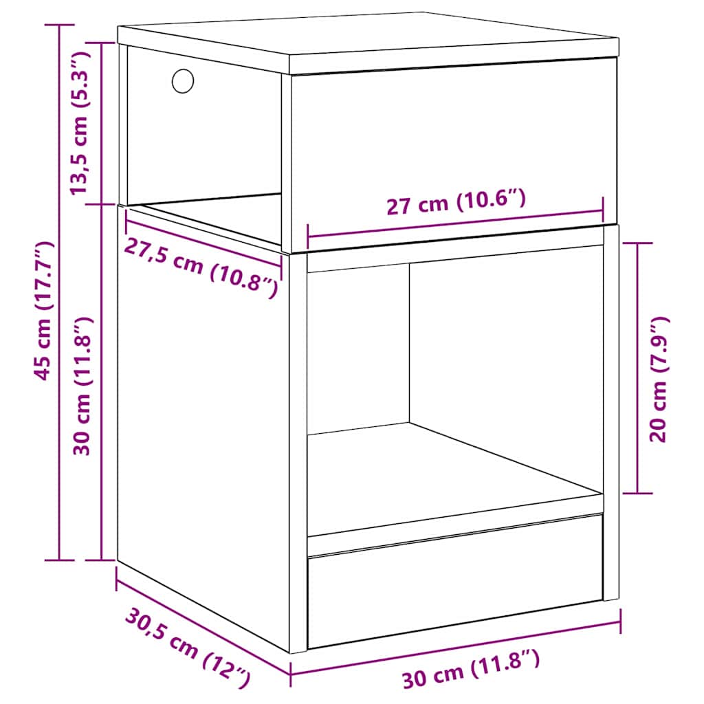 Bijzettafel Gerookt eiken 30,5 x 30 x 45 cm Bewerkt hout is nu te koop bij PeponiXL, paradijselijk wonen!