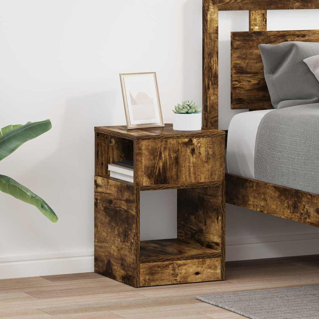 Bijzettafel 2 pcs Gerookt eiken 30,5 x 30 x 45 cm Bewerkt hout is nu te koop bij PeponiXL, paradijselijk wonen!