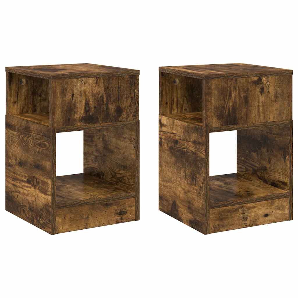 Bijzettafel 2 pcs Gerookt eiken 30,5 x 30 x 45 cm Bewerkt hout is nu te koop bij PeponiXL, paradijselijk wonen!